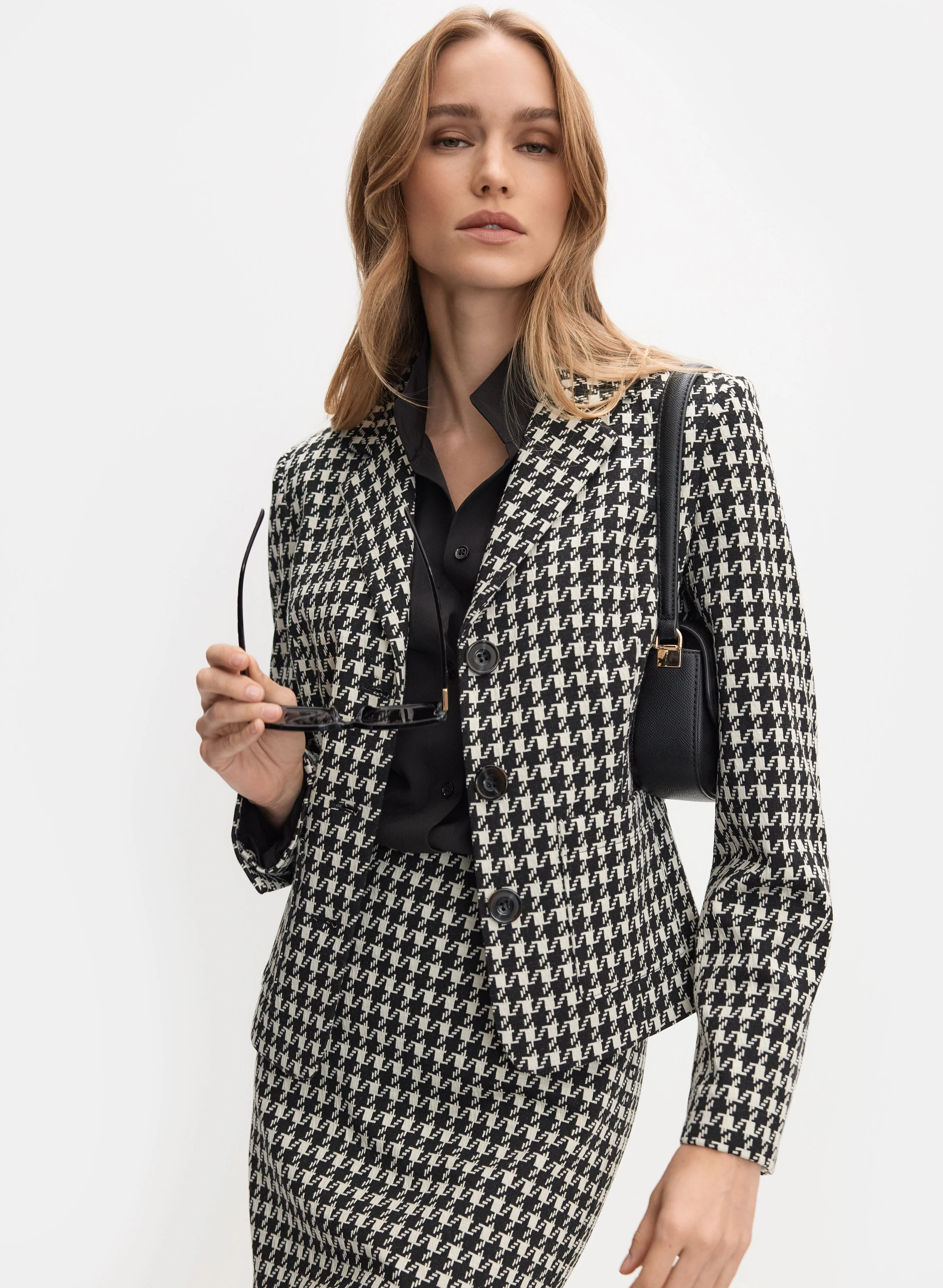 Houndstooth Knit Blazer
