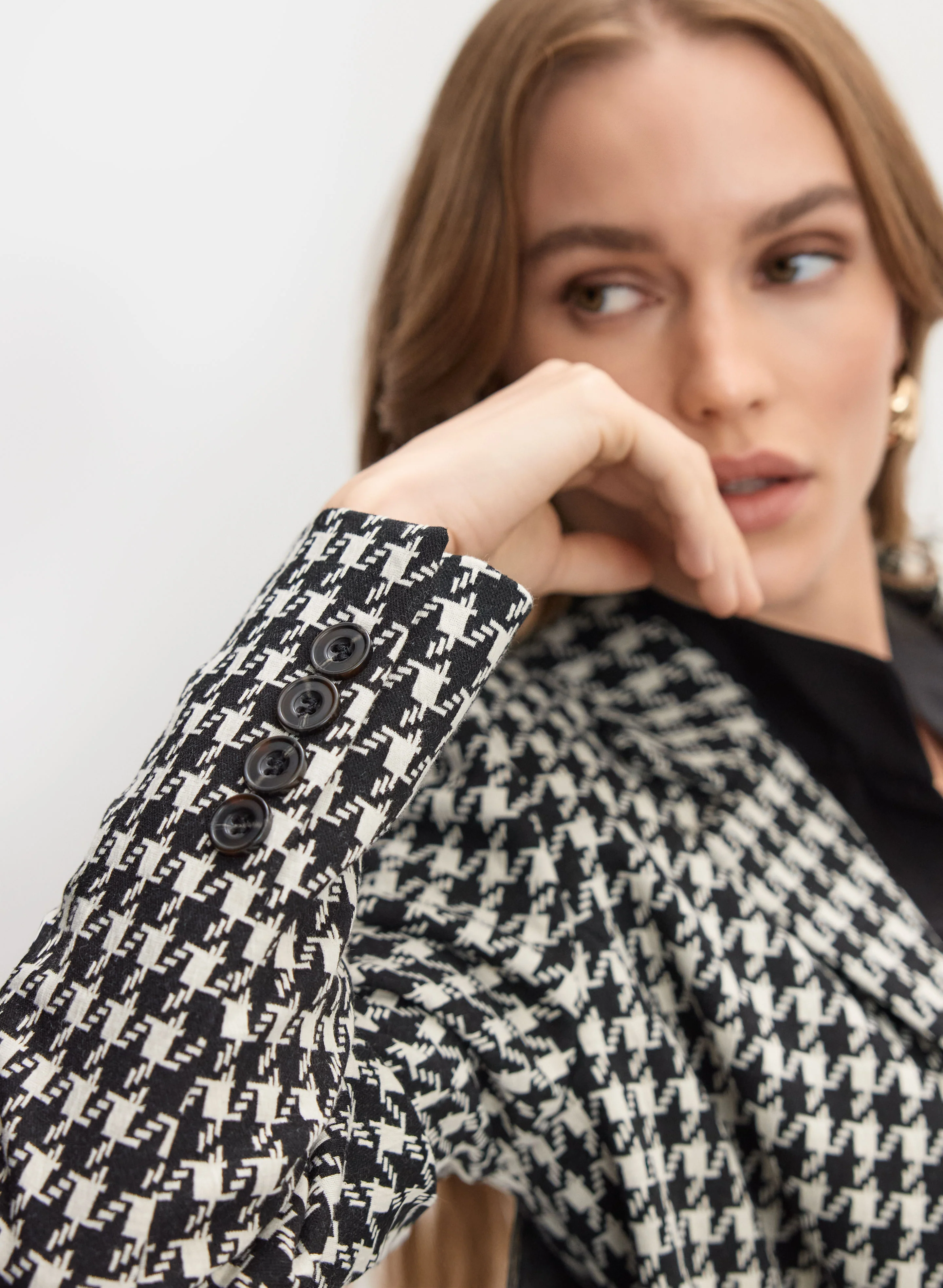 Houndstooth Knit Blazer