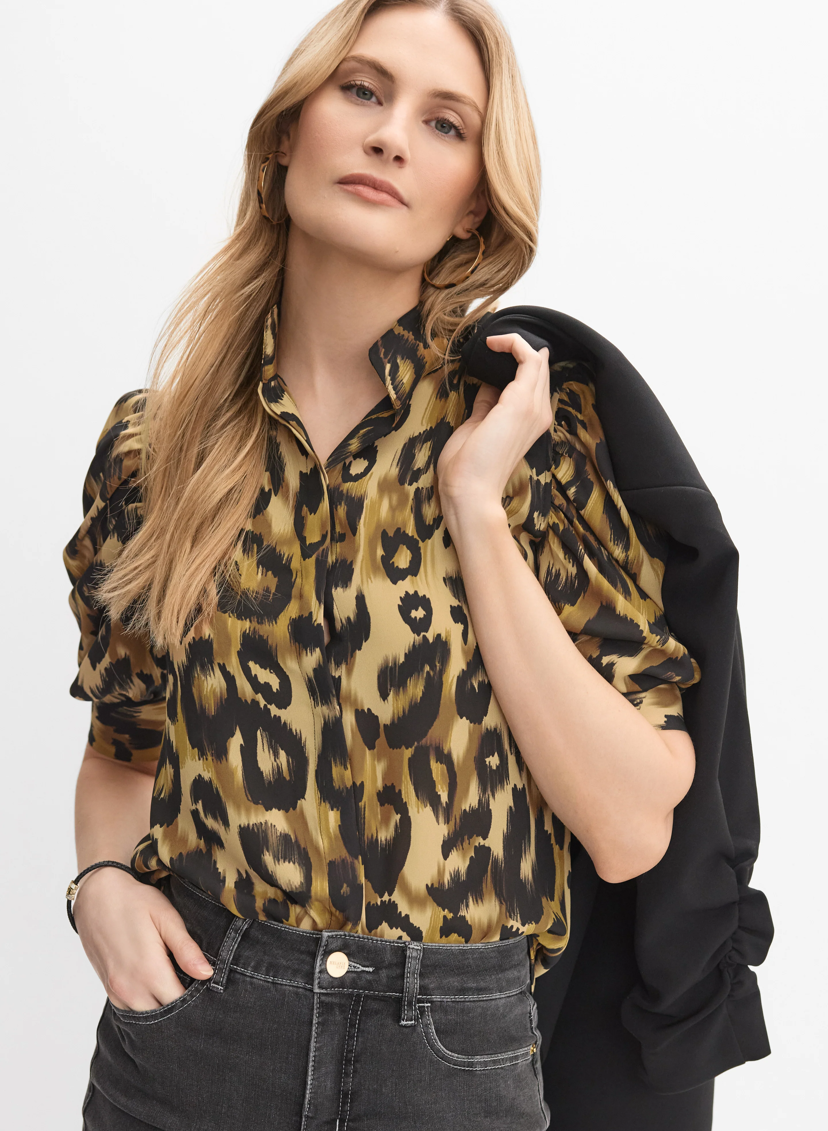 Leopard Puff Sleeve Blouse