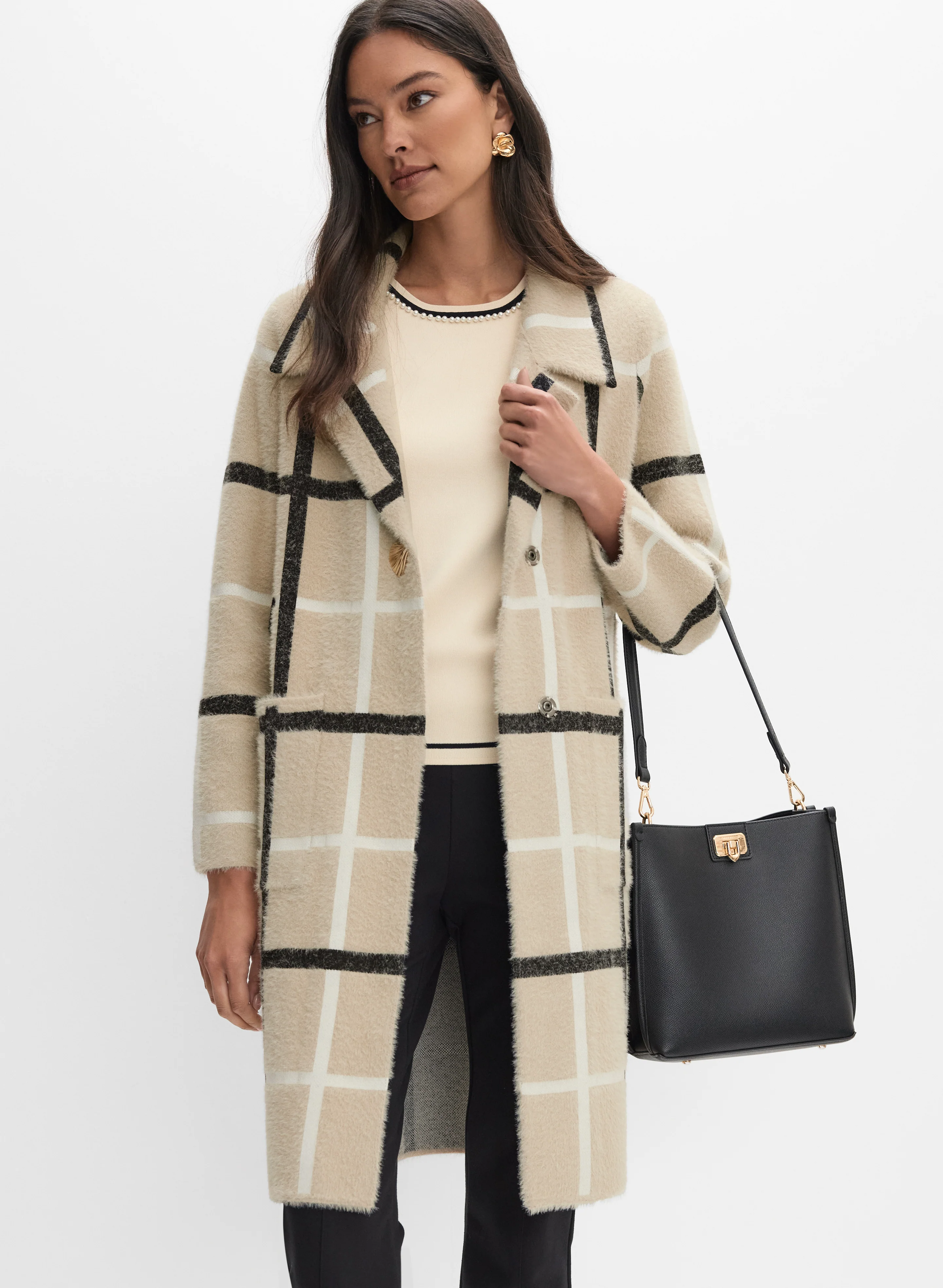 Plaid Button Cardigan