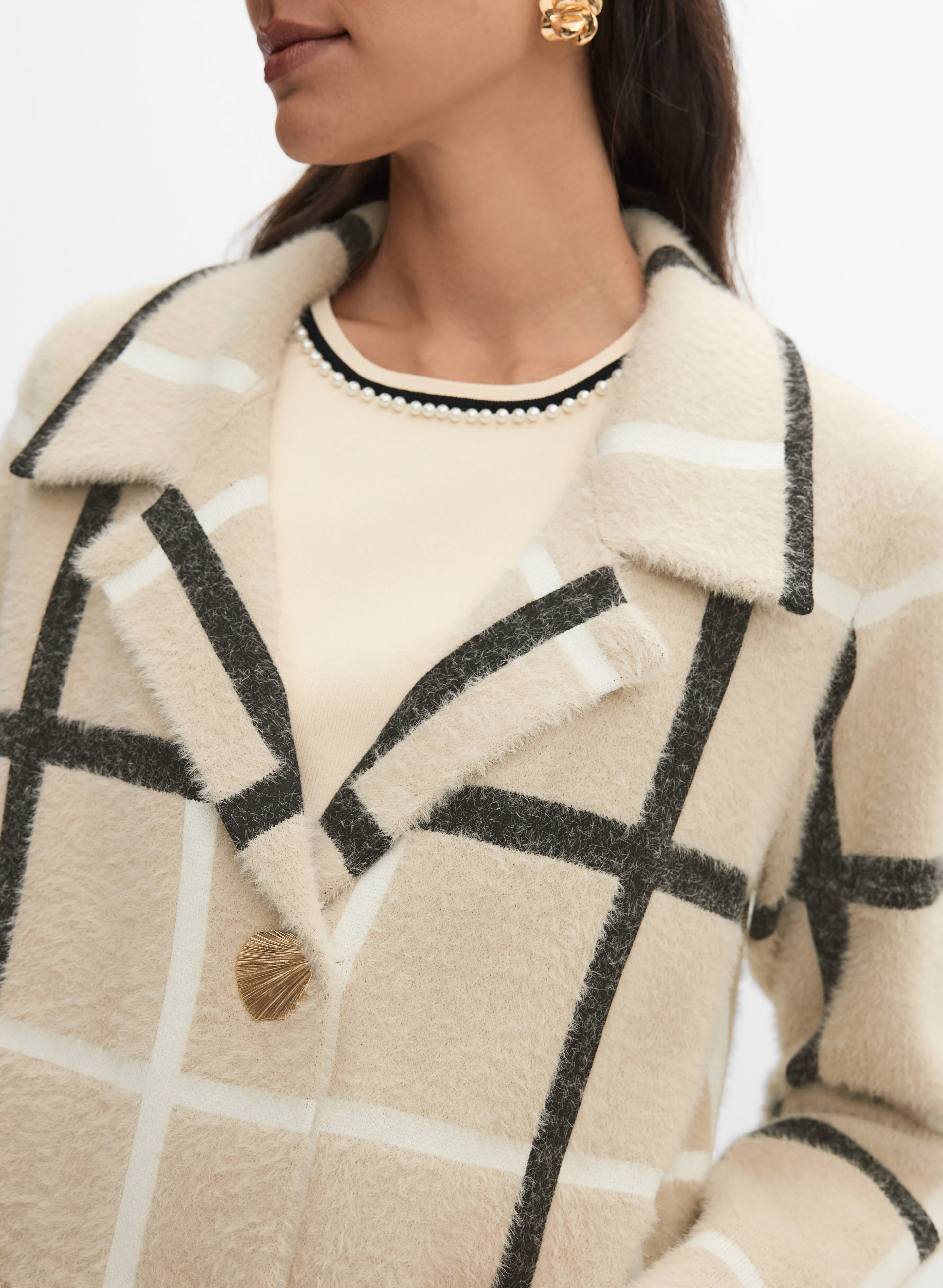 Plaid Button Cardigan