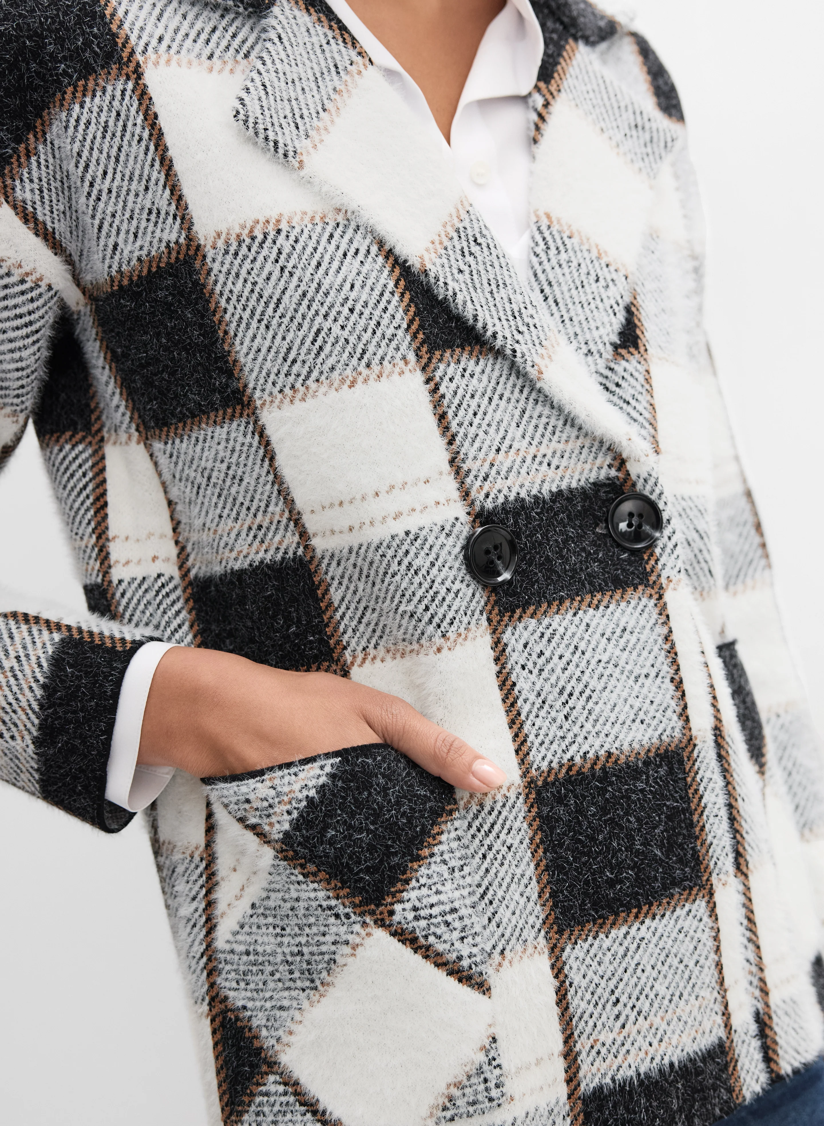 Plaid Knit Cardigan
