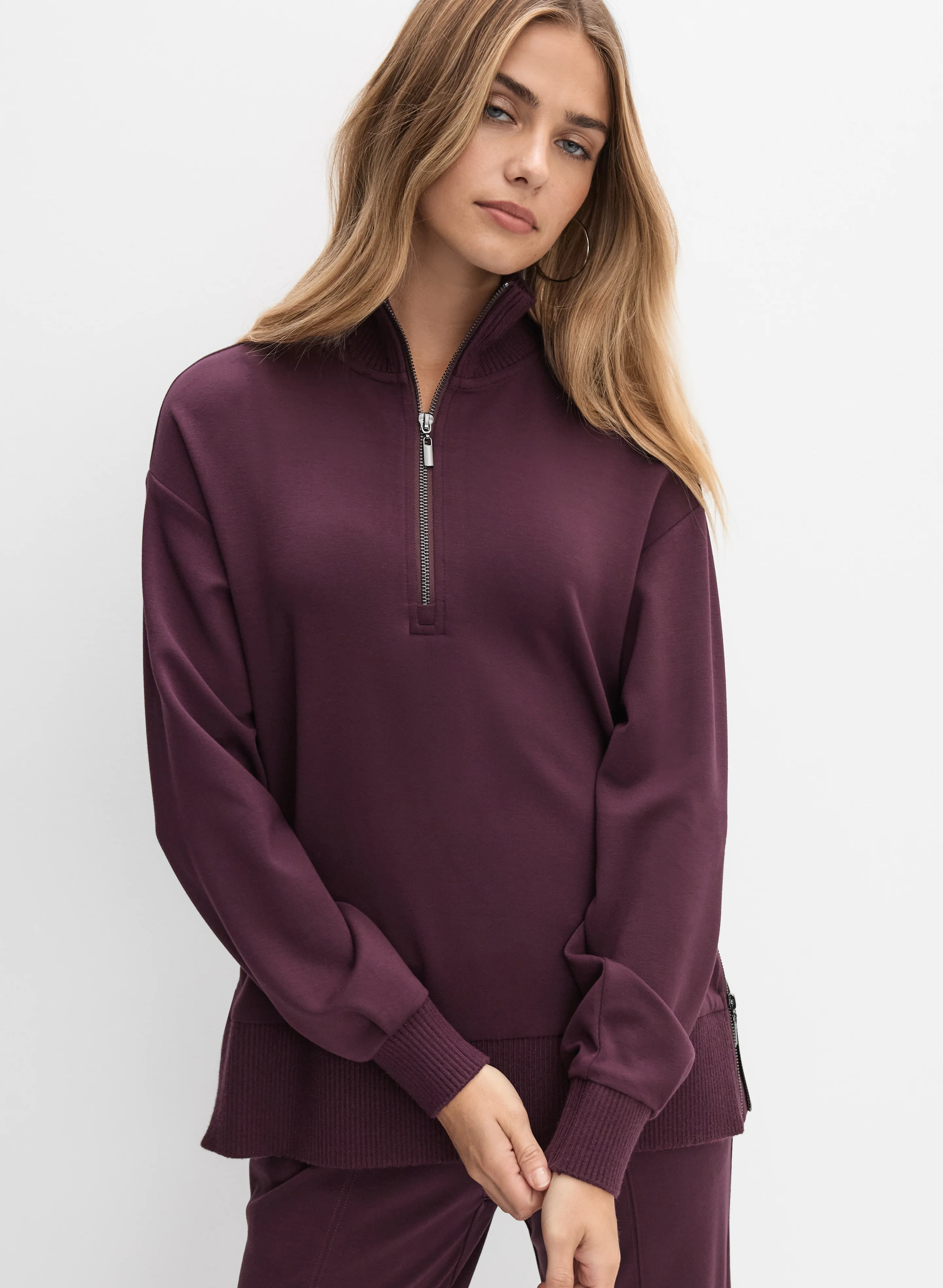 3241-quarter-zip-funnel-neck-top-1.webp Quarter Zip Funnel Neck Top