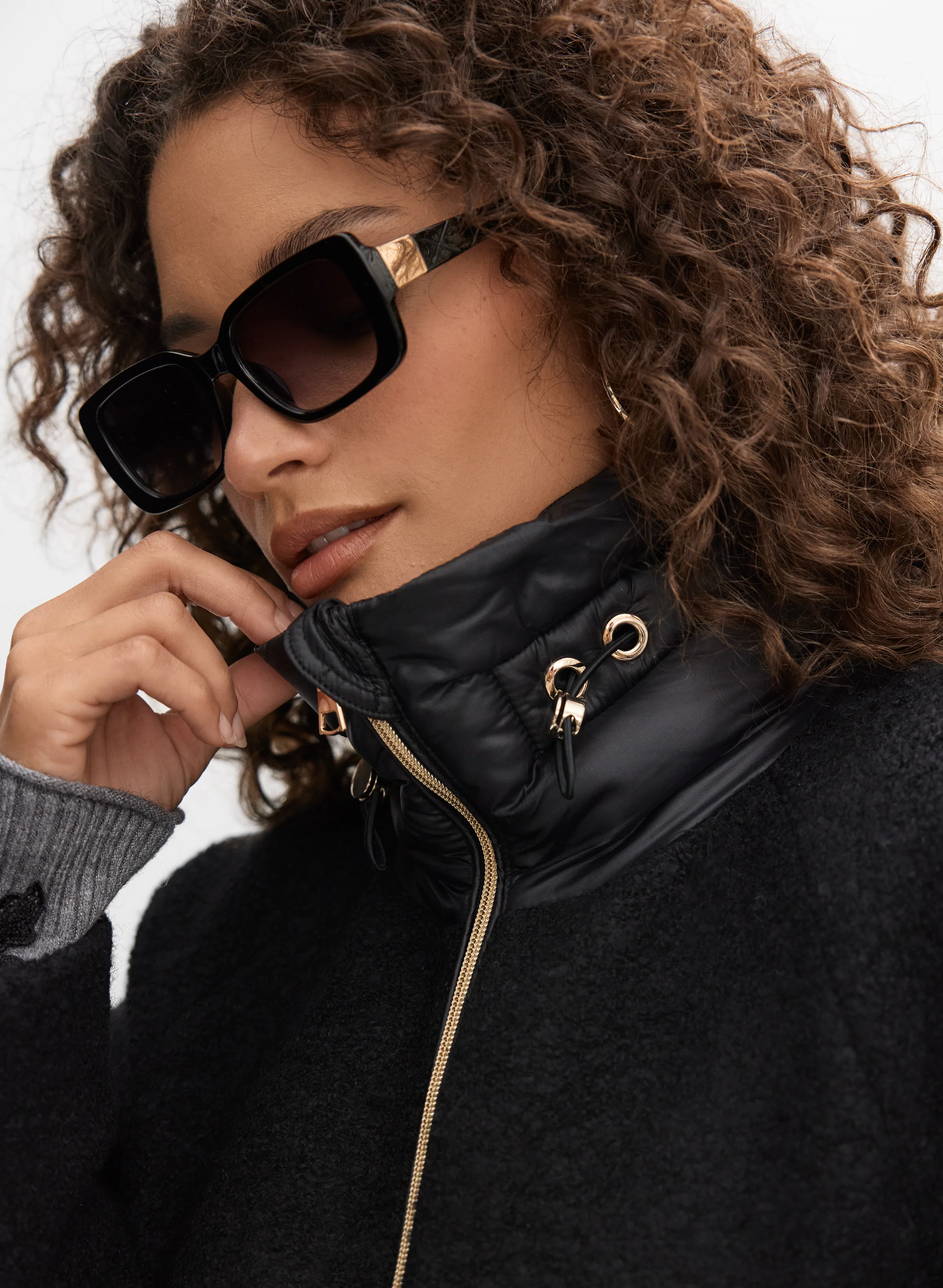 Quilted Detail Boiled Wool Coat