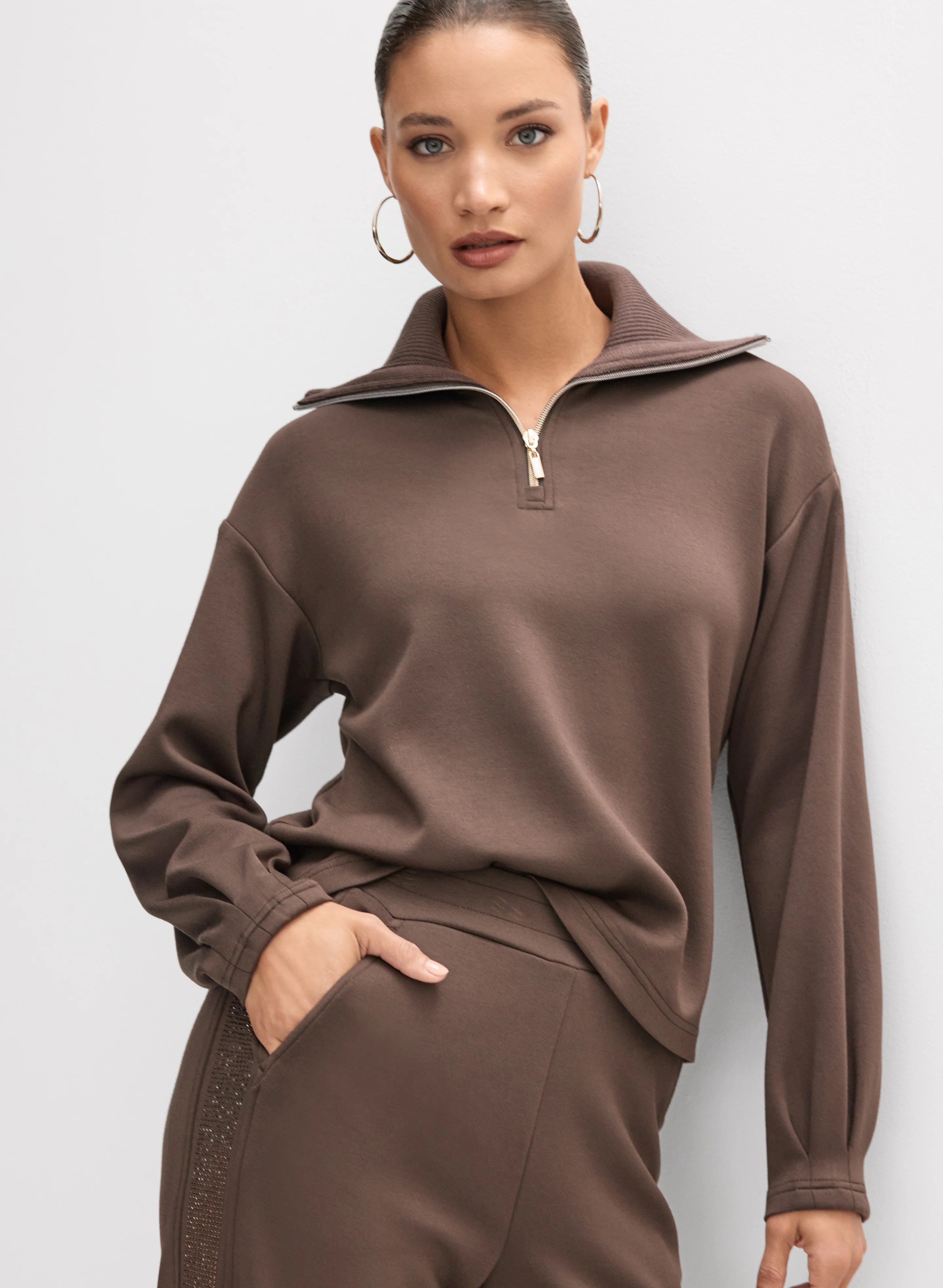 Embellished Half-Zip Top