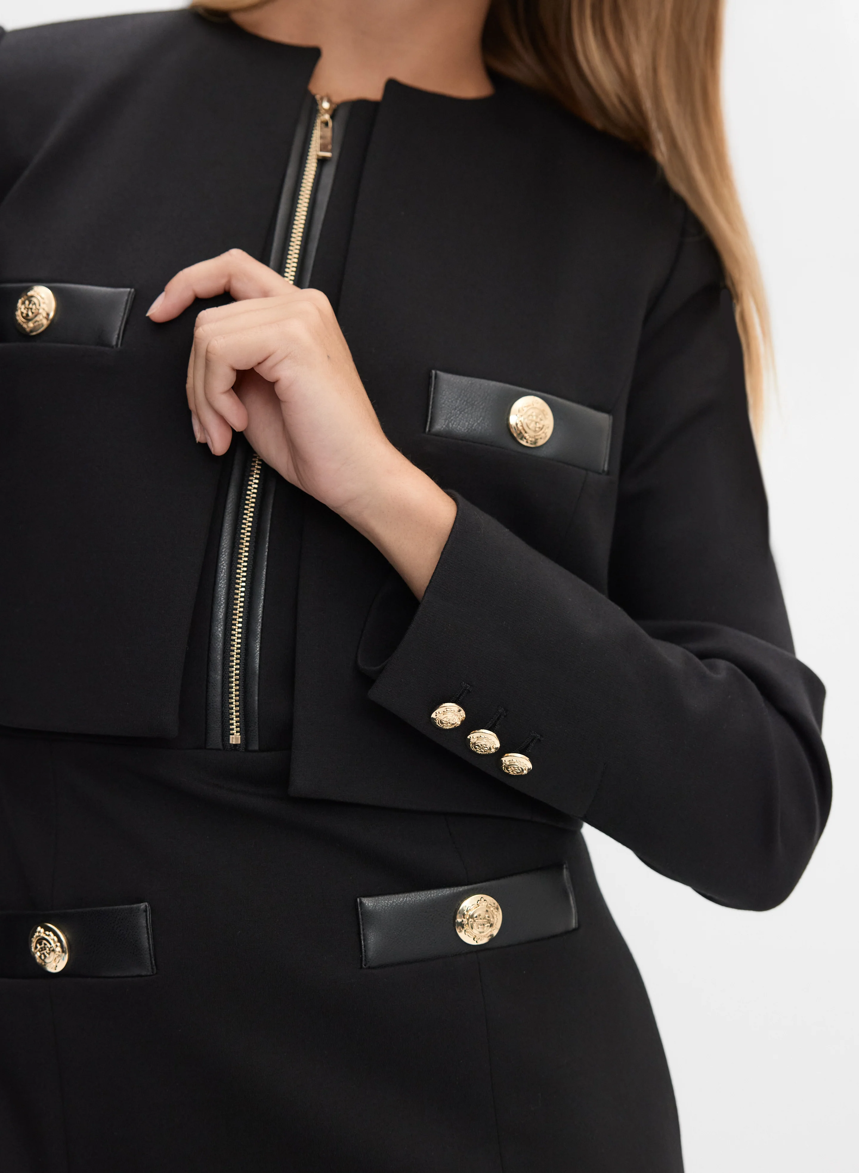 Vegan Leather Trim Bolero