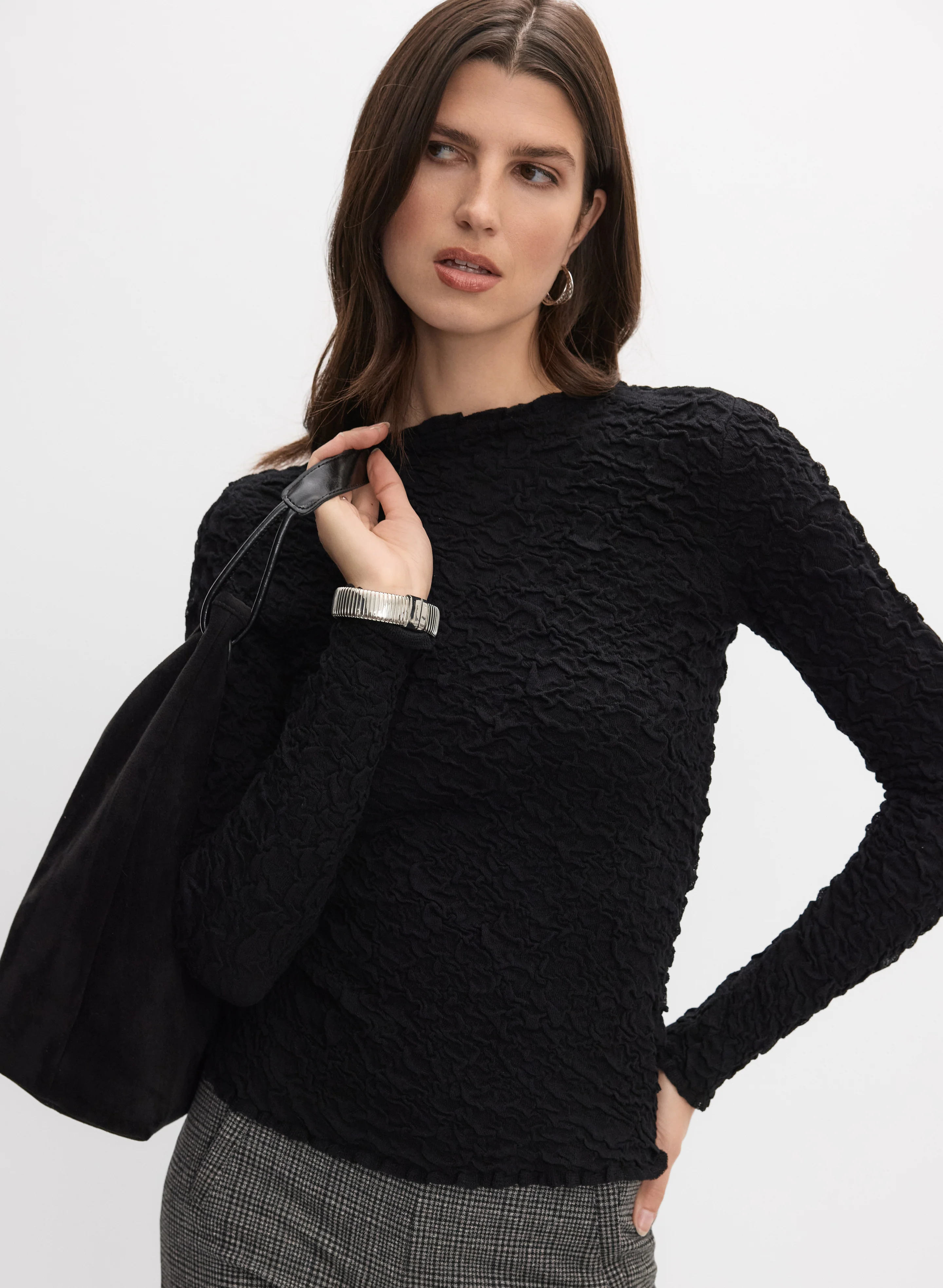 Textured Mock-Neck Pullover