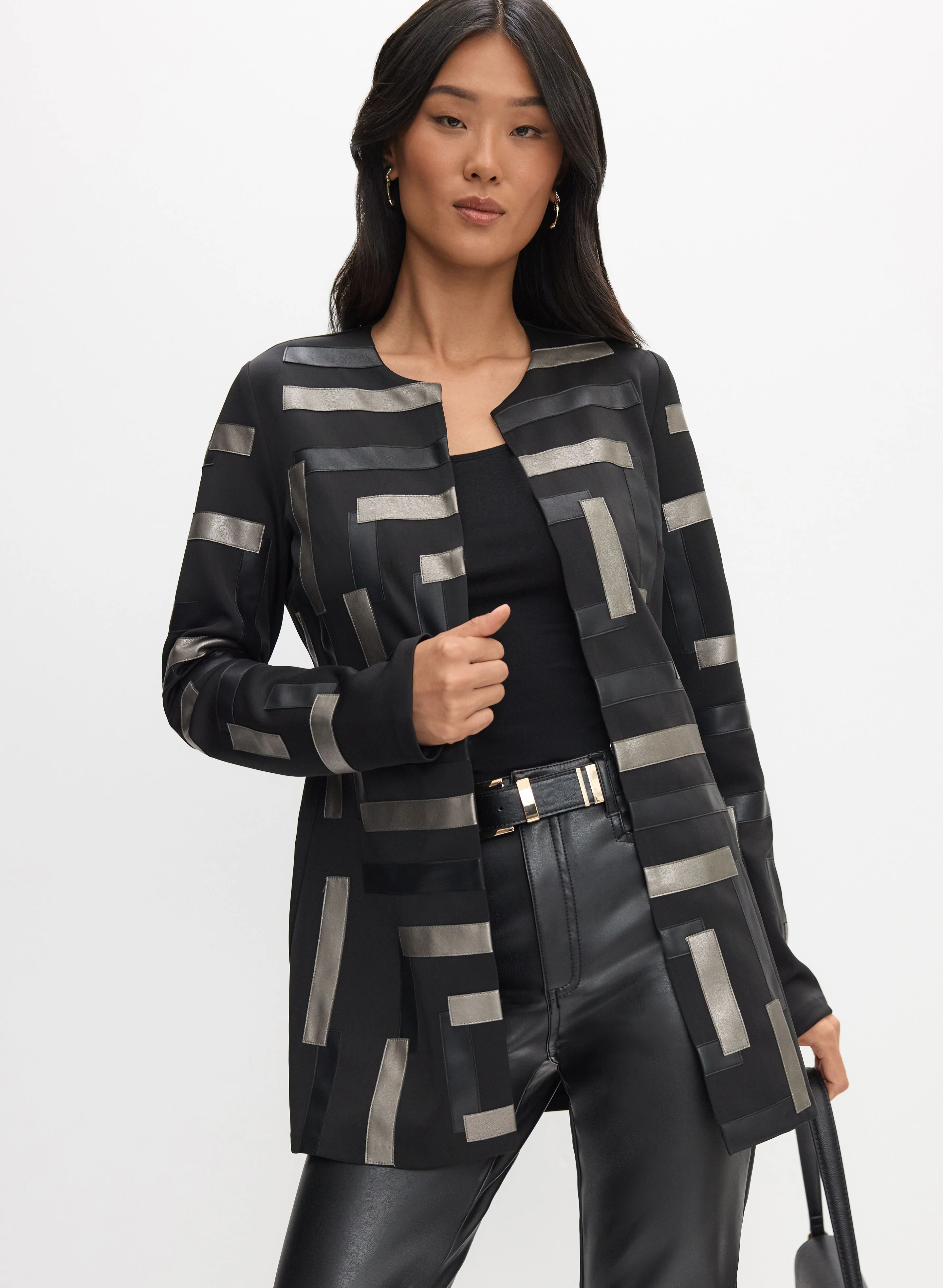 Joseph Ribkoff - Vegan Leather Paneled Jacket