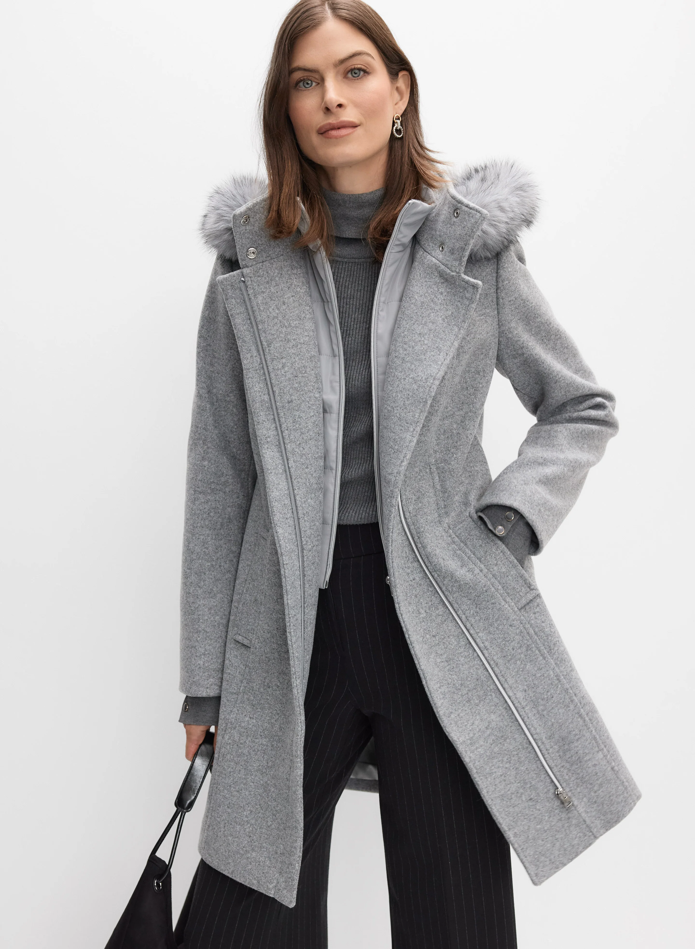 Hooded Stretch-Wool Coat