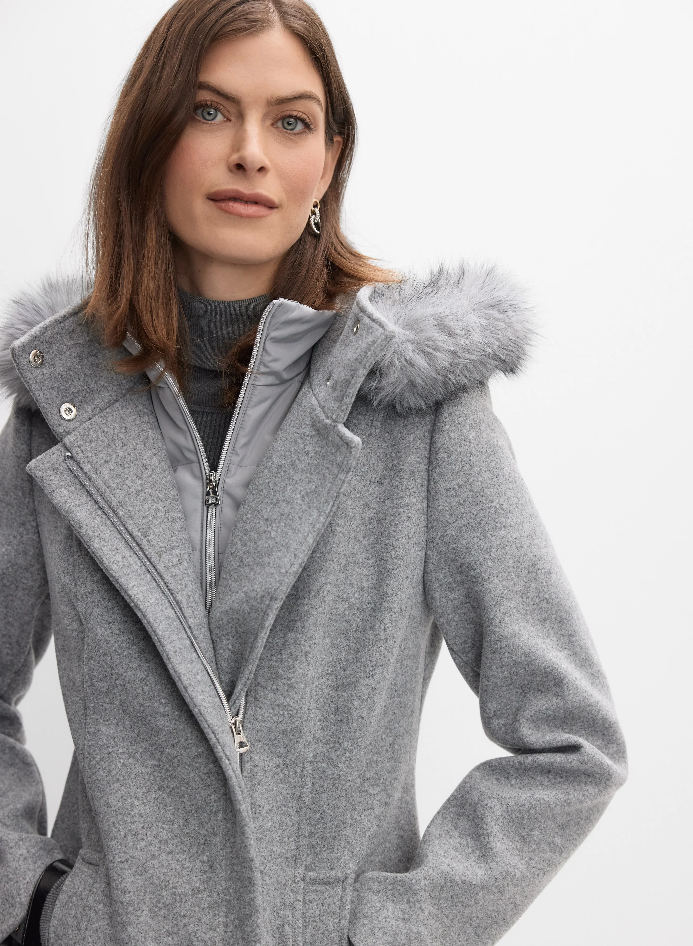 Hooded Stretch-Wool Coat