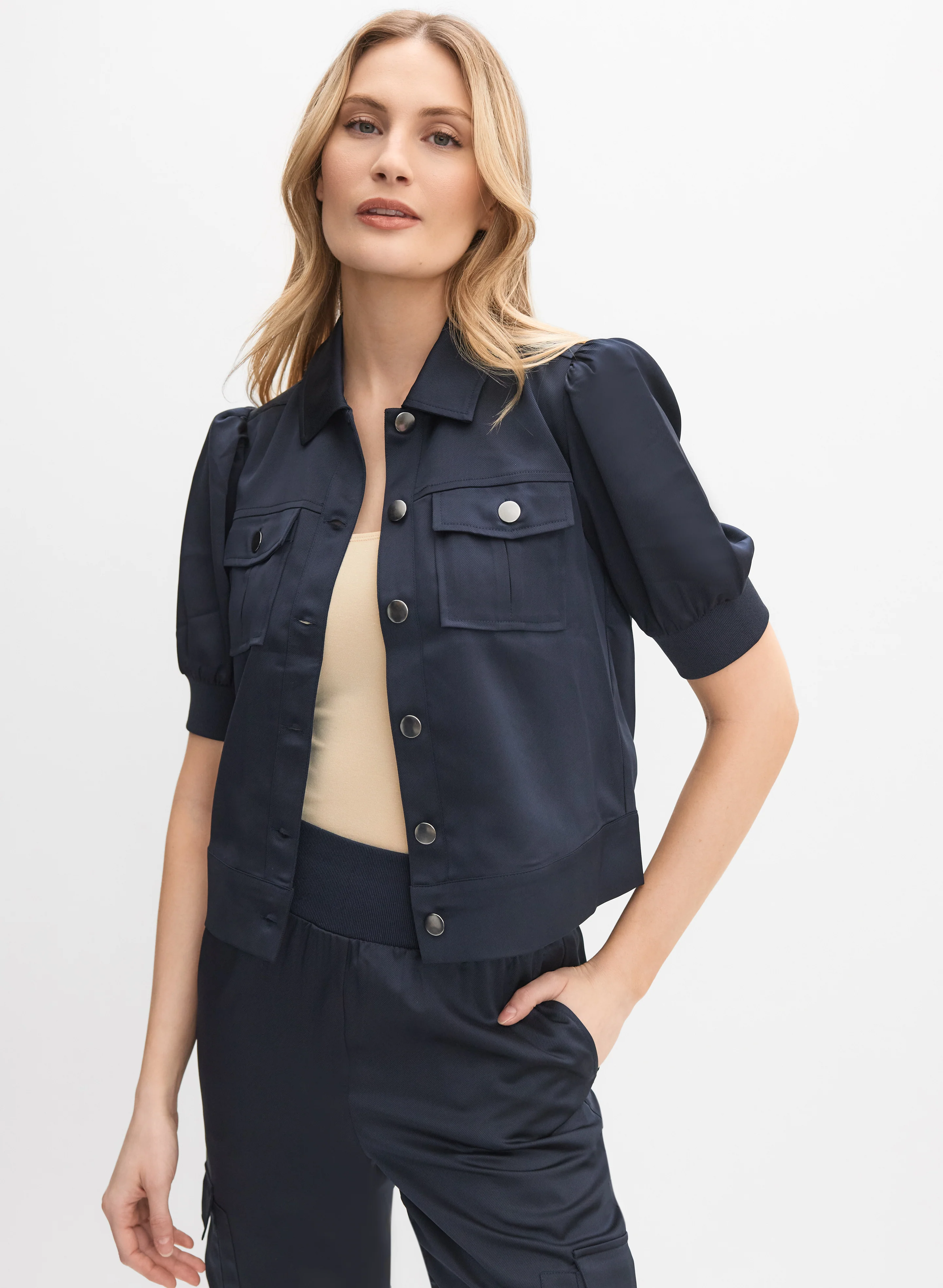 Satin Puff Sleeve Jacket