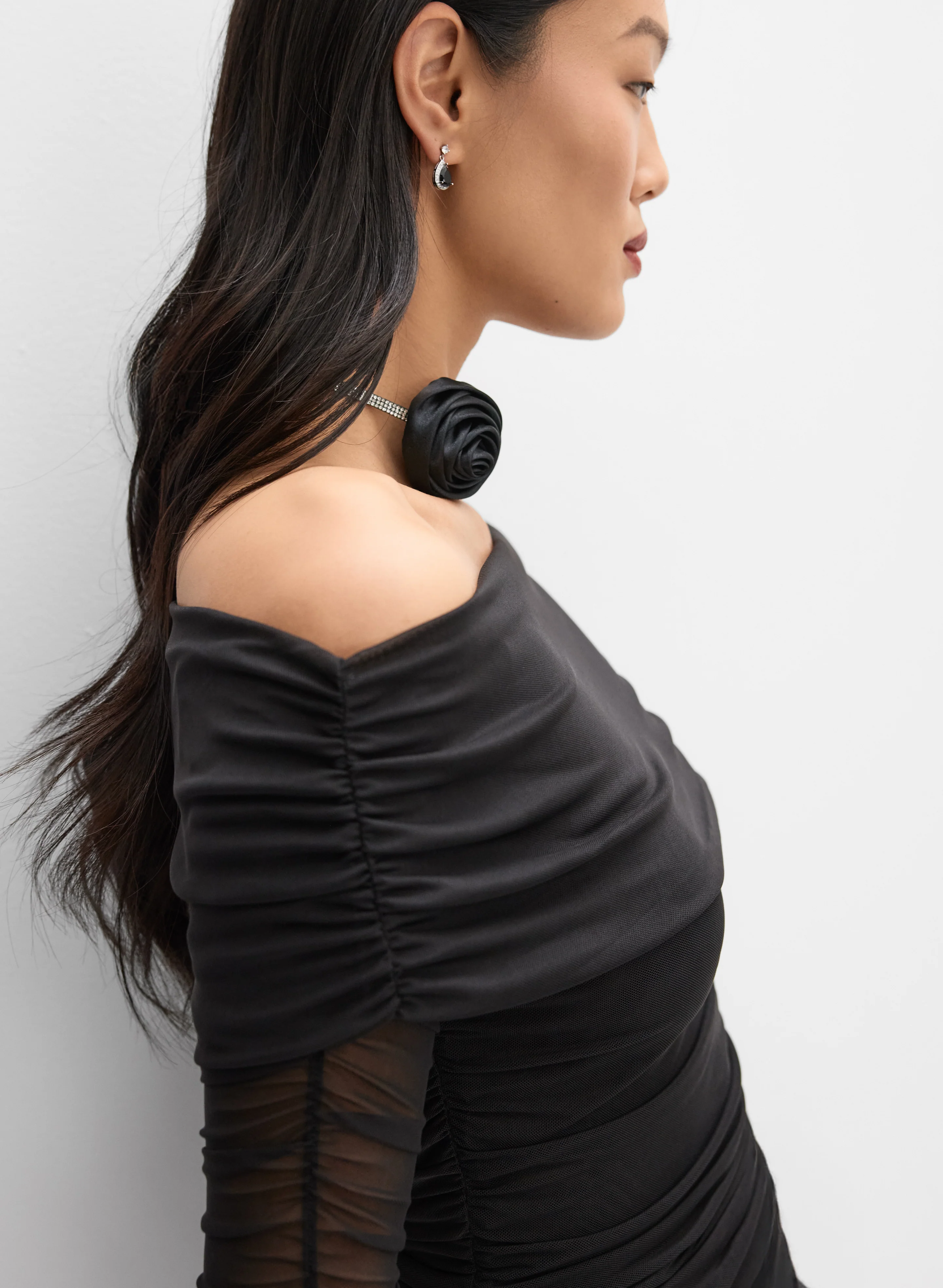 Mesh Off-Shoulder Top