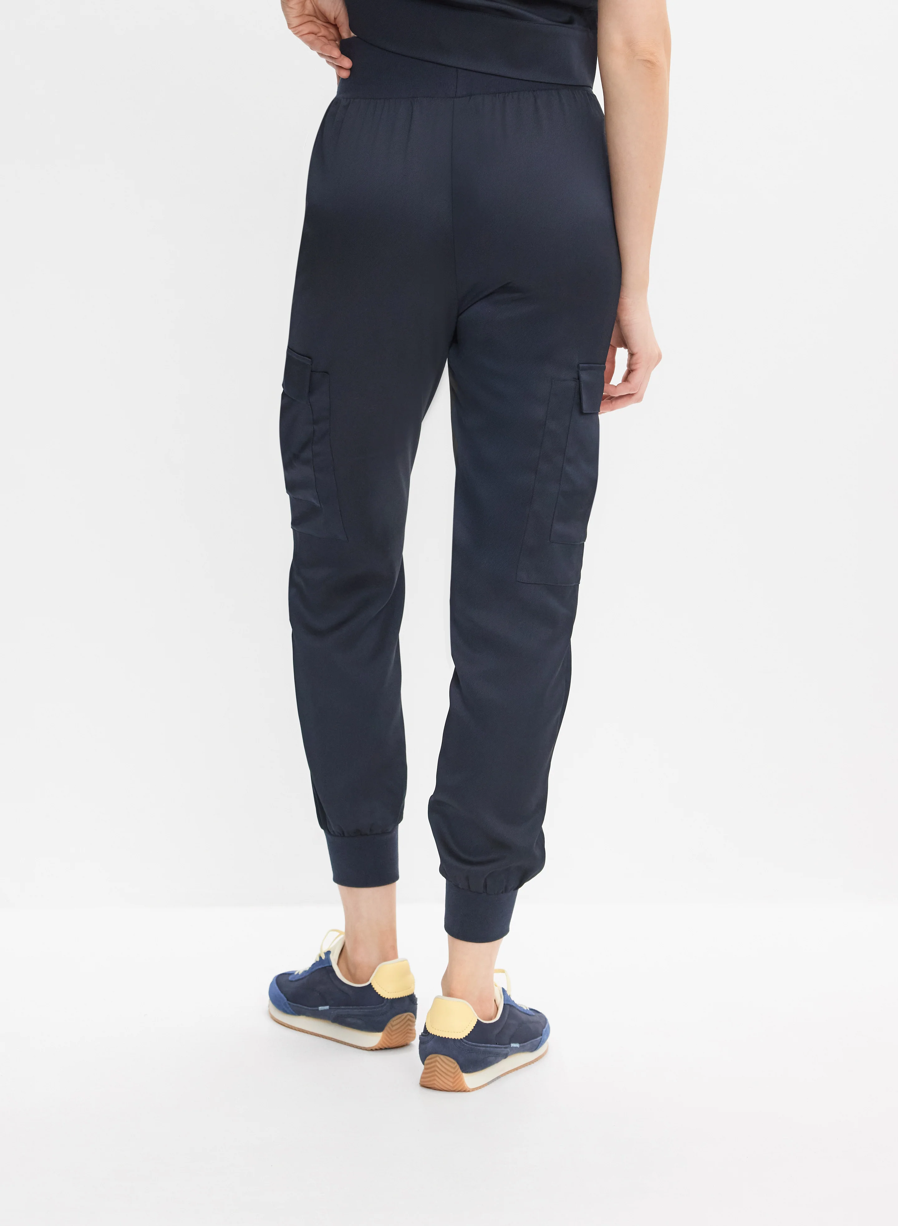 Pull-On Satin Cargo Pants
