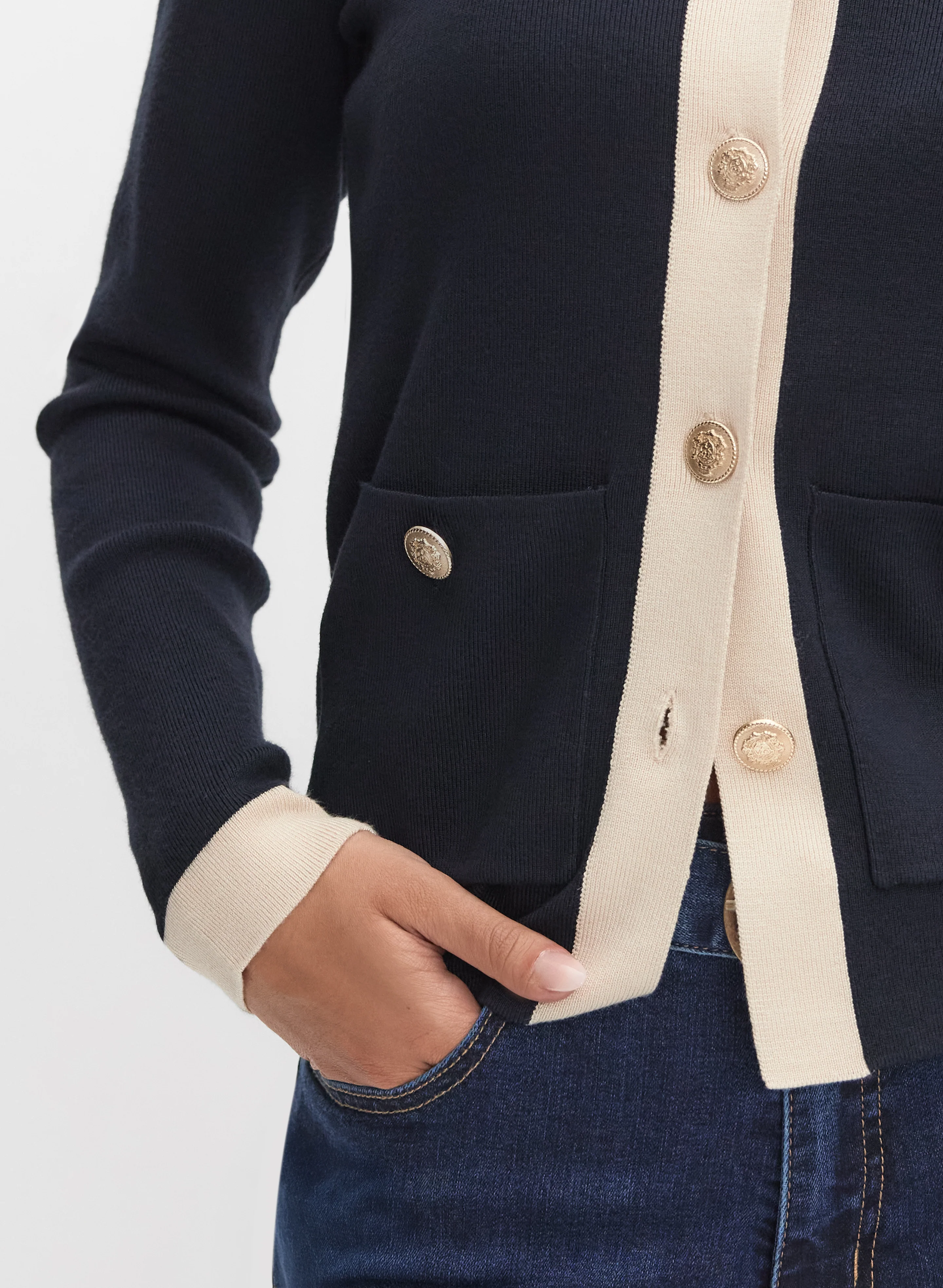 Contrast Trim Cardigan