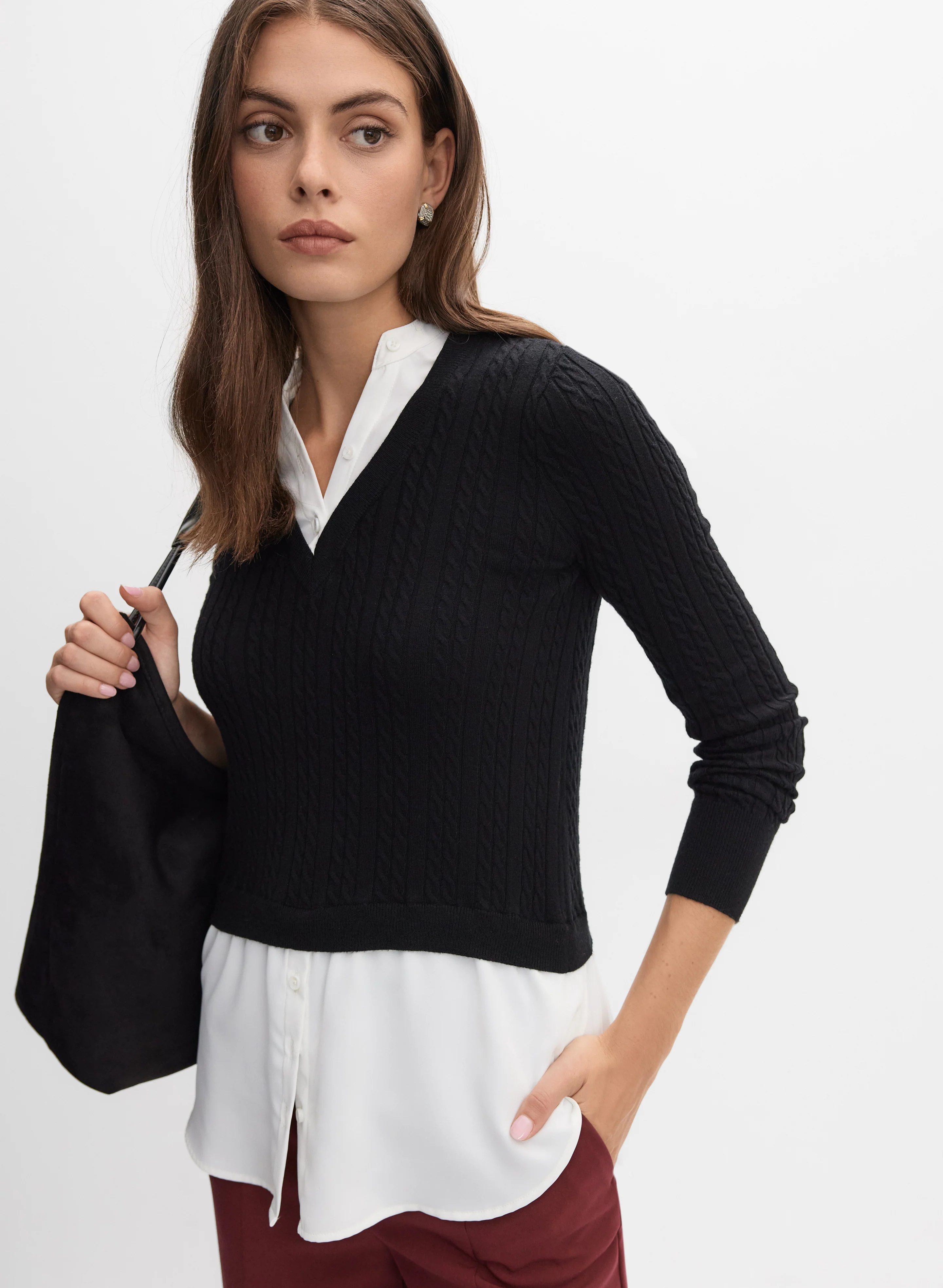 Cable Knit & Blouse Tunic