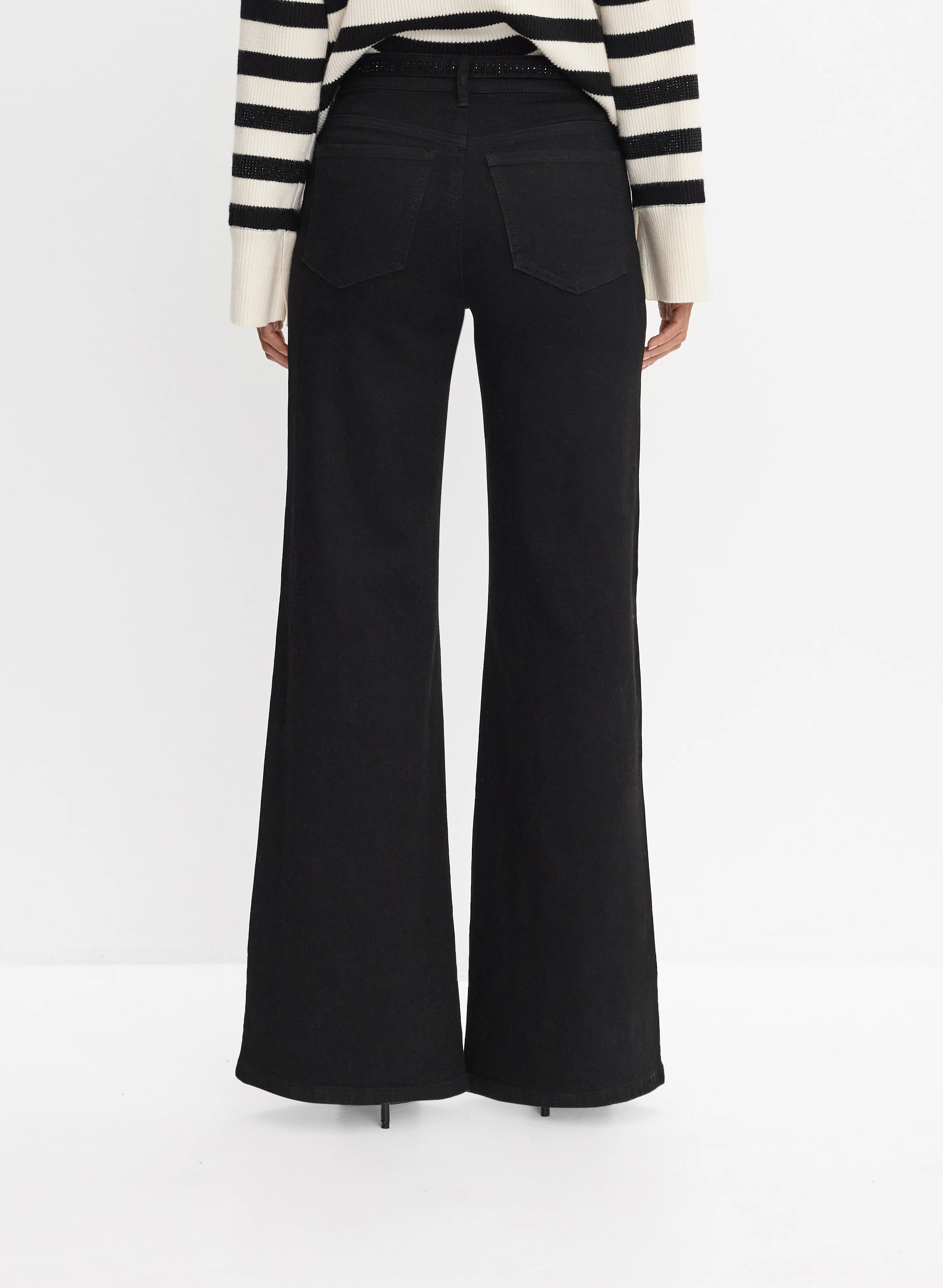 Tonal Embellished Belted Jeans