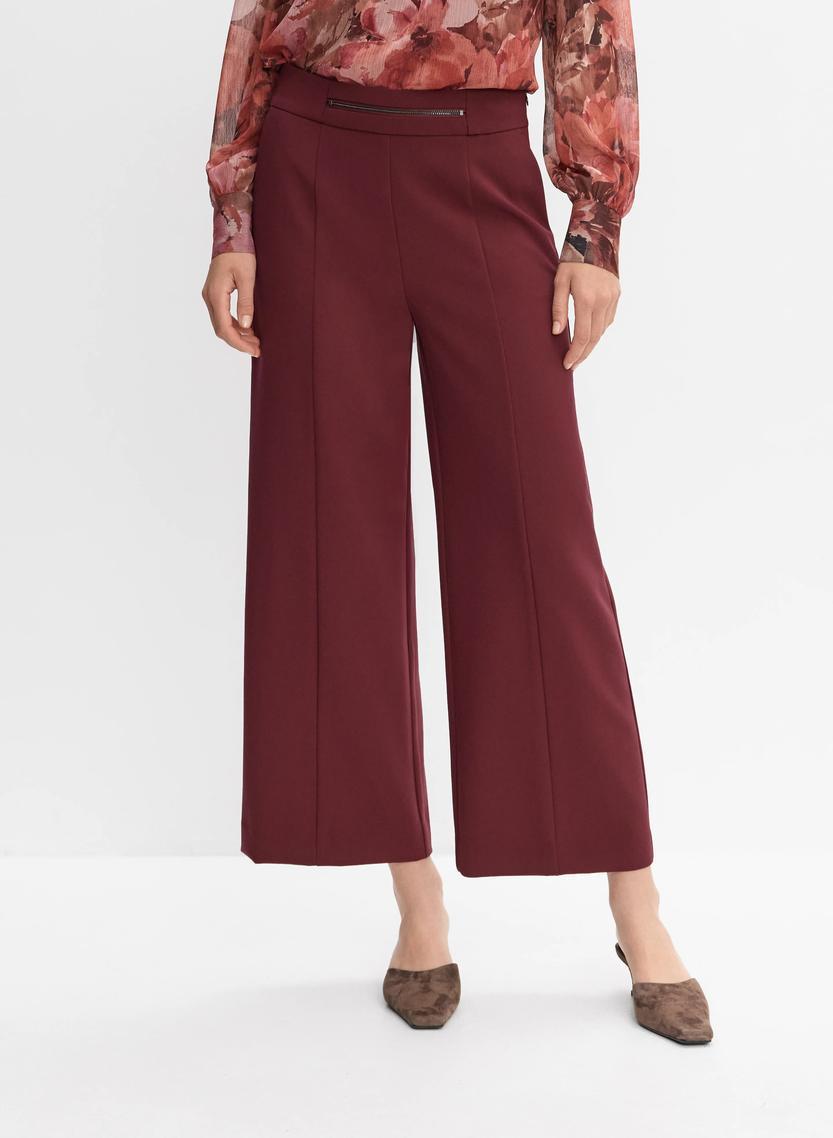 Zip Detail Culotte Pants