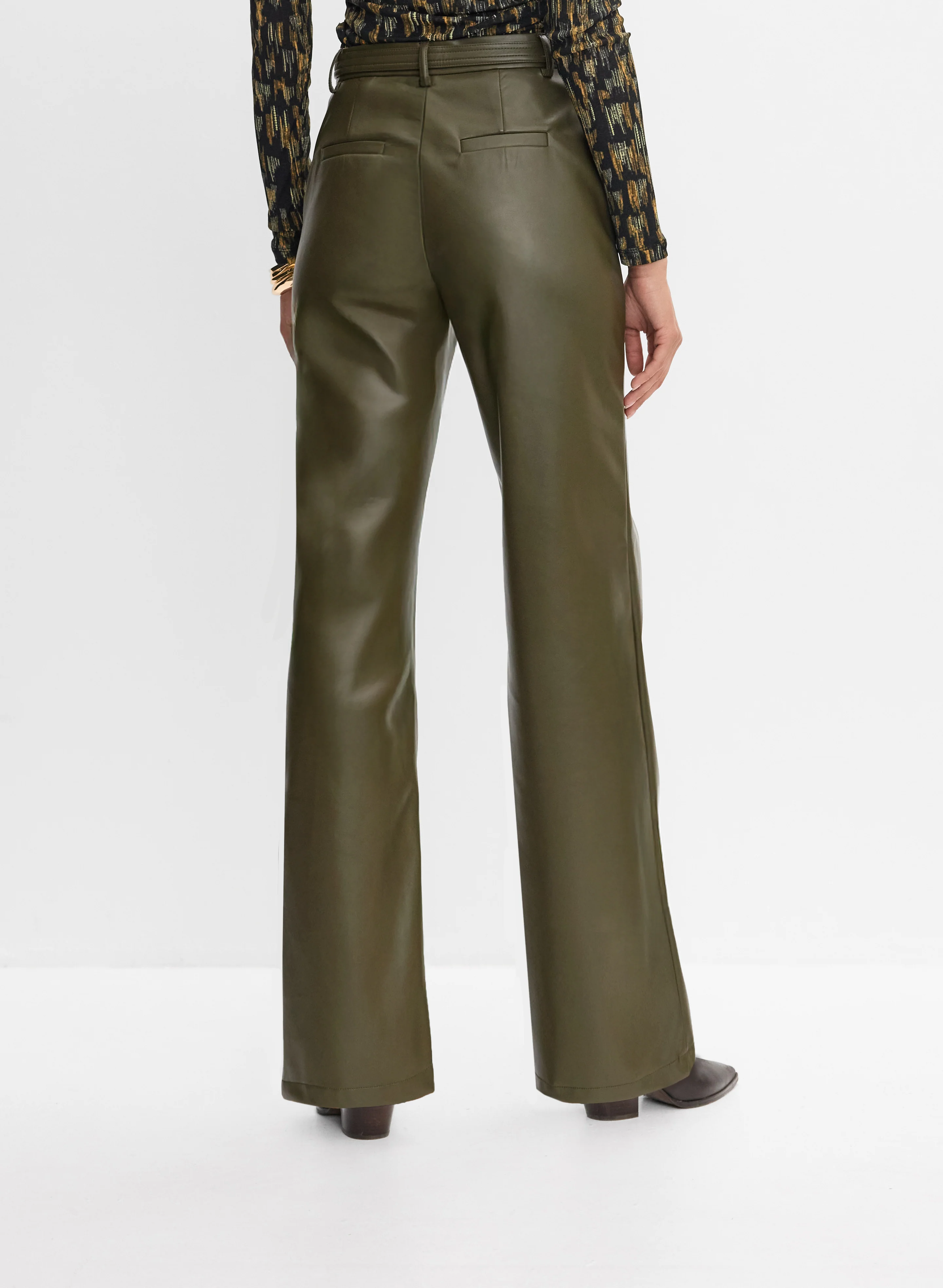 Belted Vegan Leather Trousers