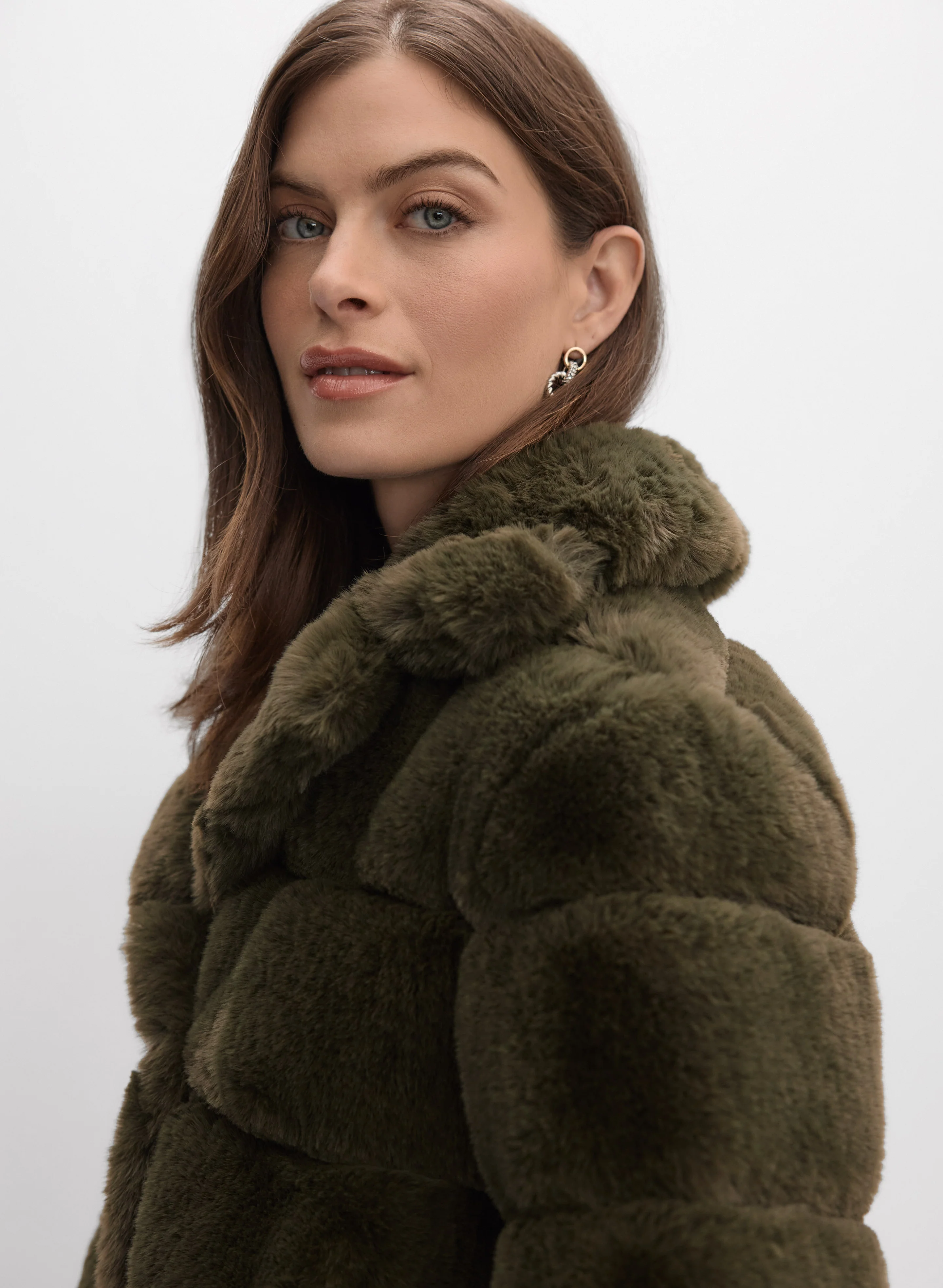 Ribbed Faux Fur Coat