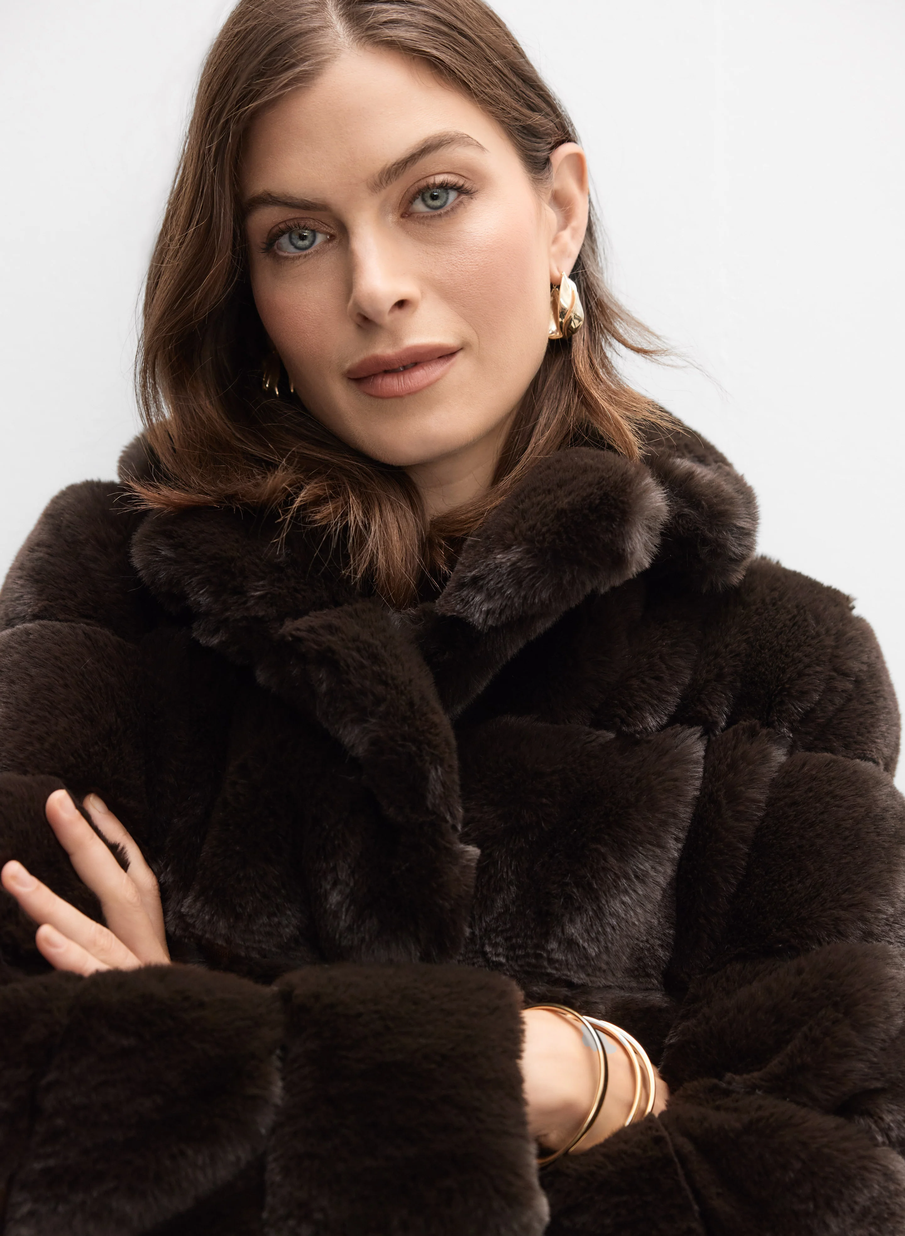 Ribbed Faux Fur Coat