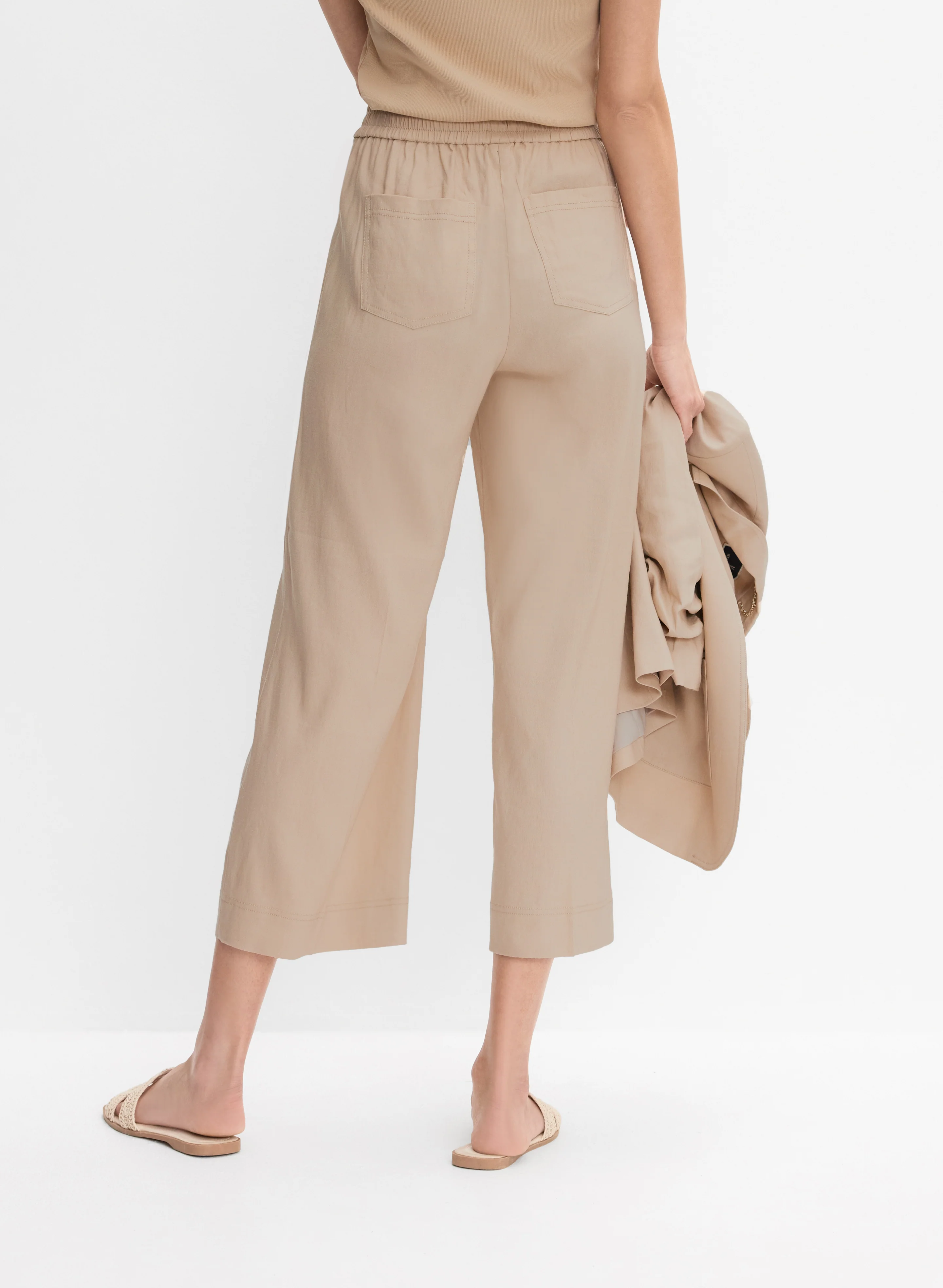Cropped Linen-Blend Pants