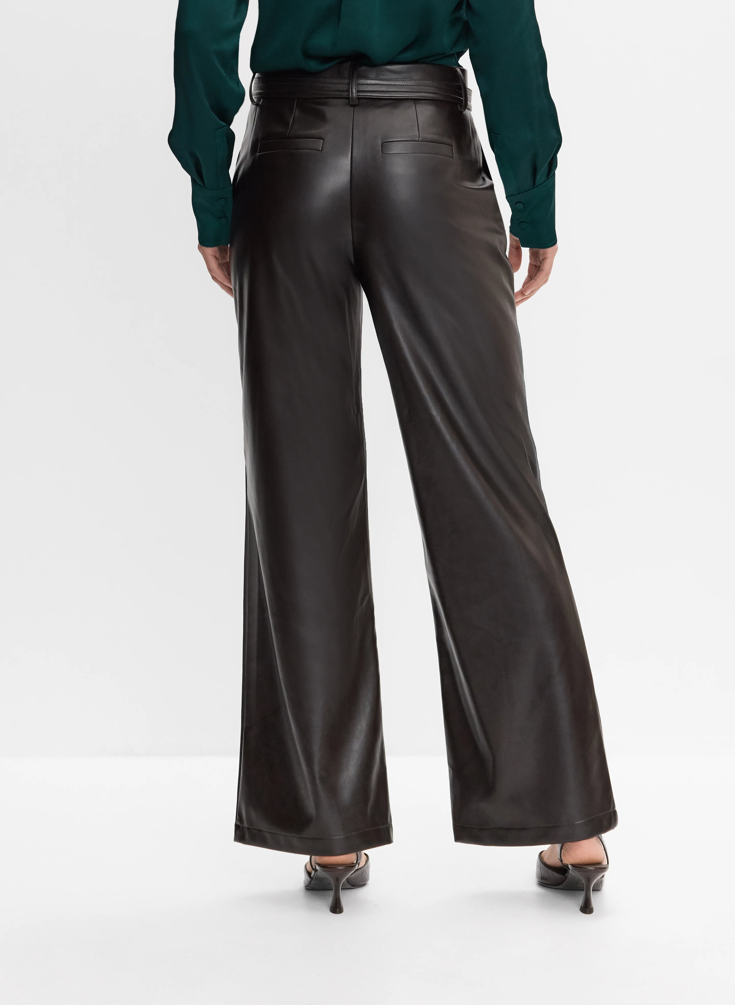 Belted Vegan Leather Trousers