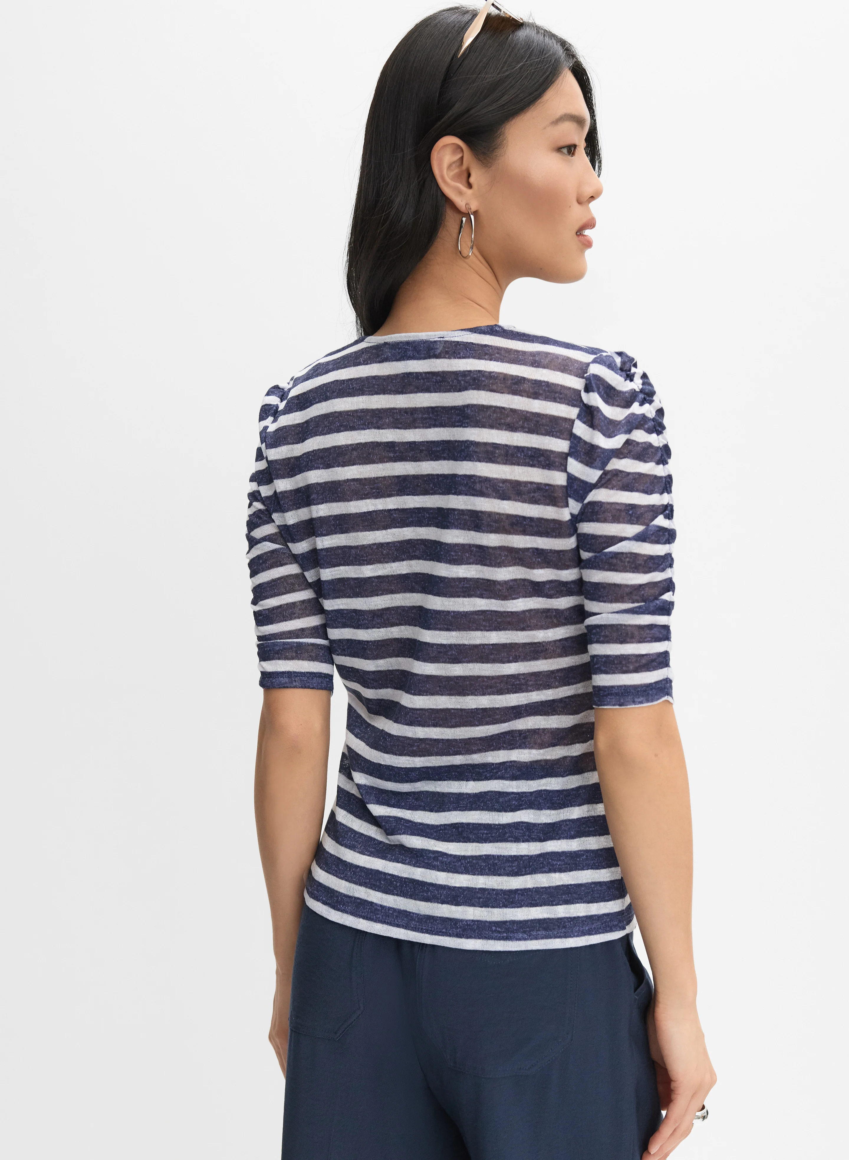 5630-striped-elbow-sleeve-top-4.webp Striped Elbow Sleeve Top