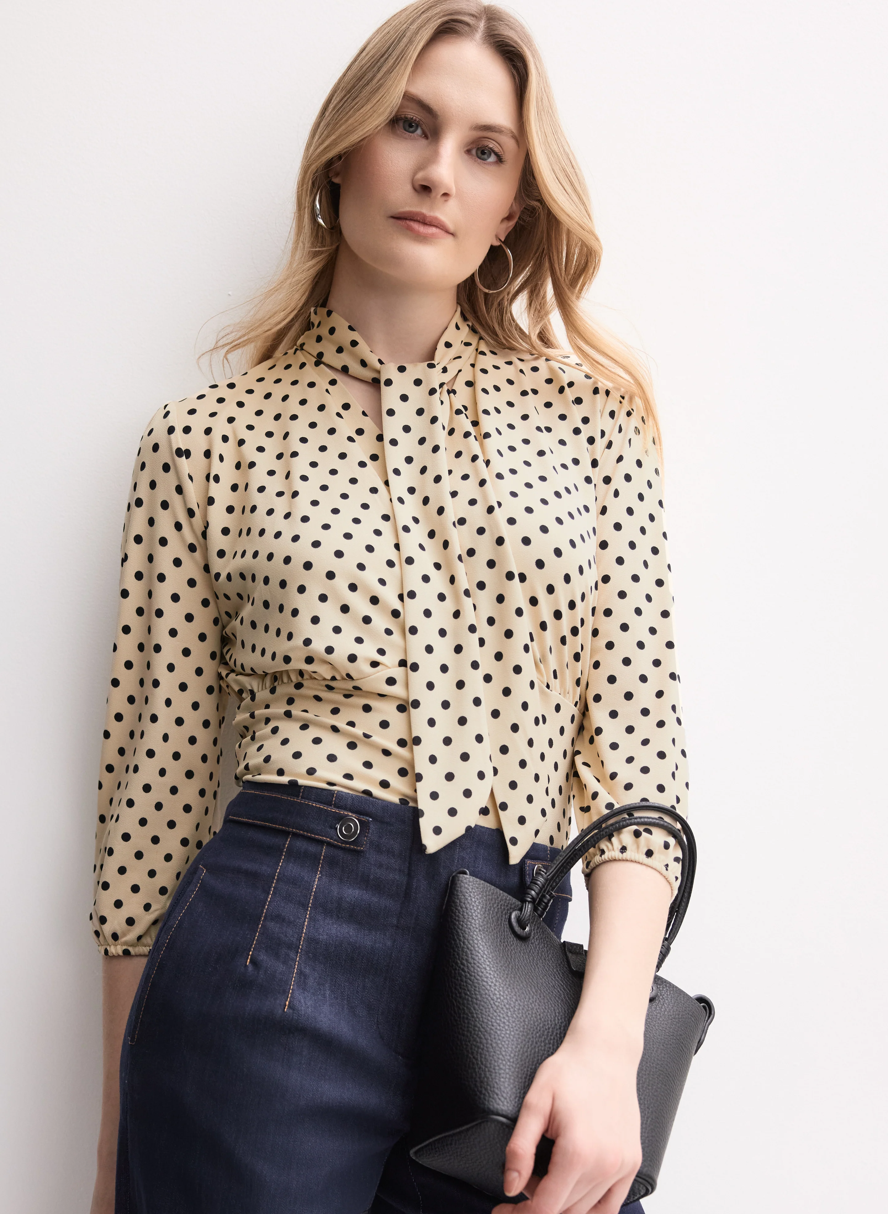5914-polka-dot-tie-neck-top-1.webp Polka Dot Tie-Neck Top