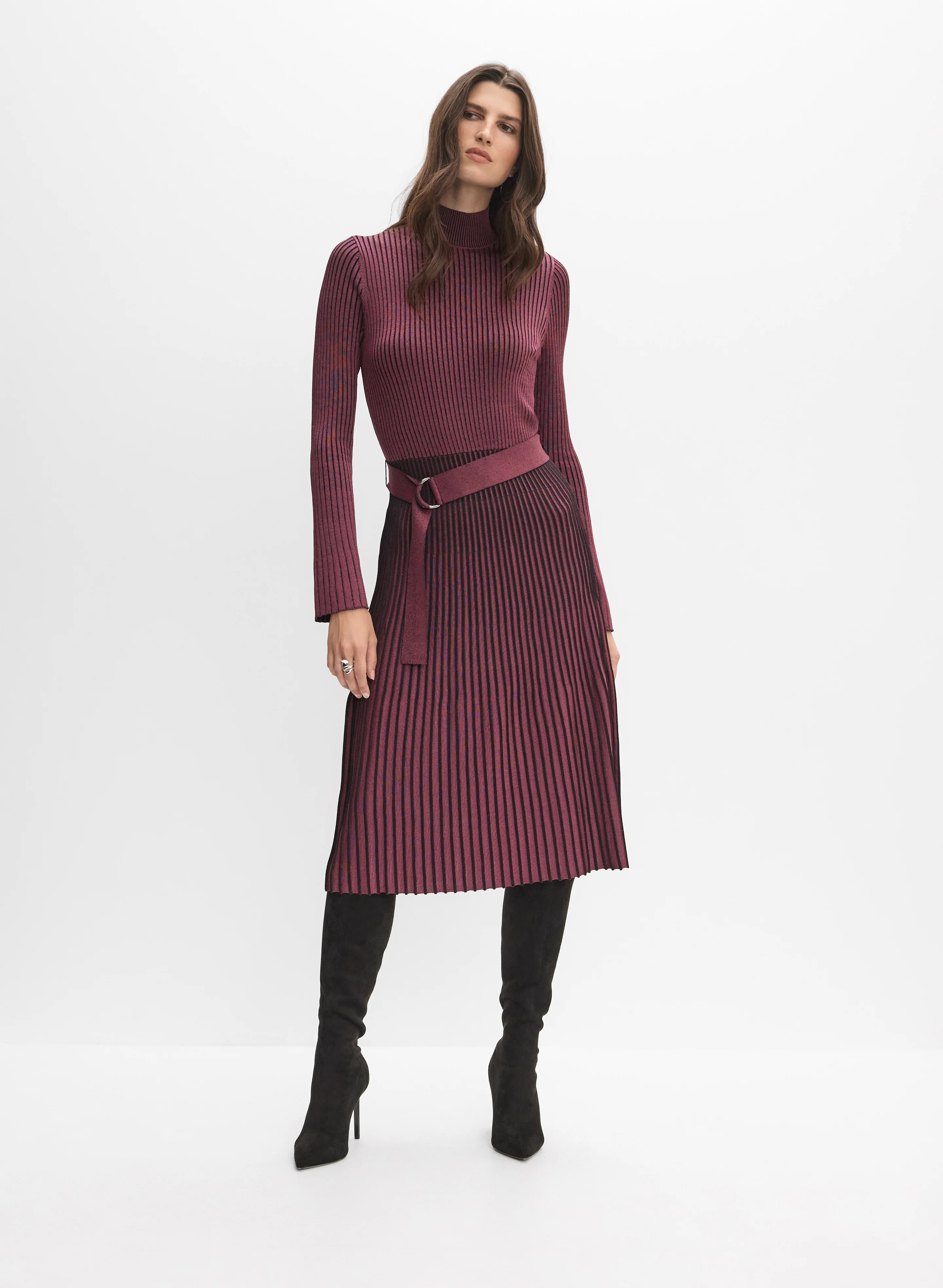 Striped Ribbed Knit Dress