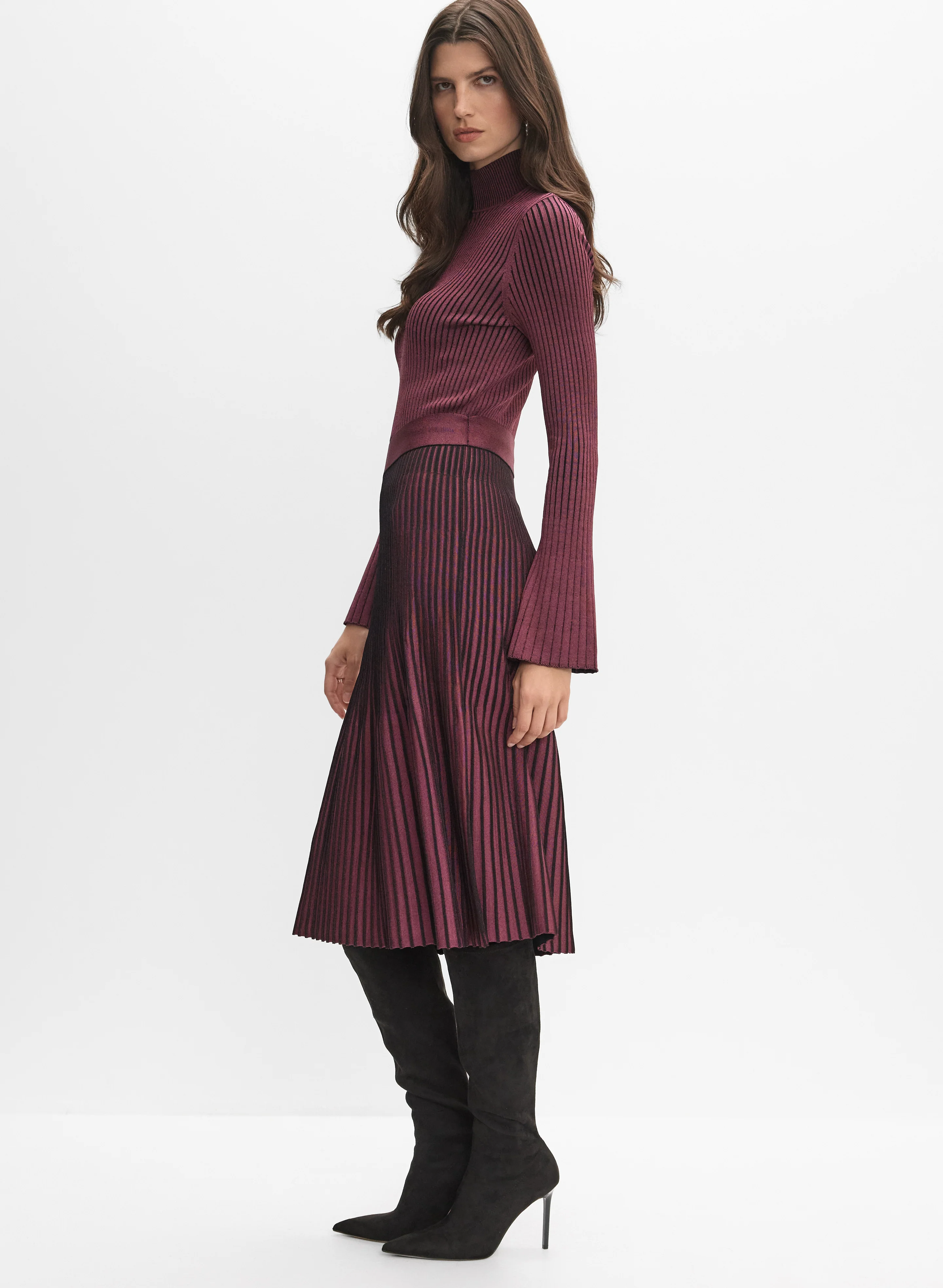 Striped Ribbed Knit Dress