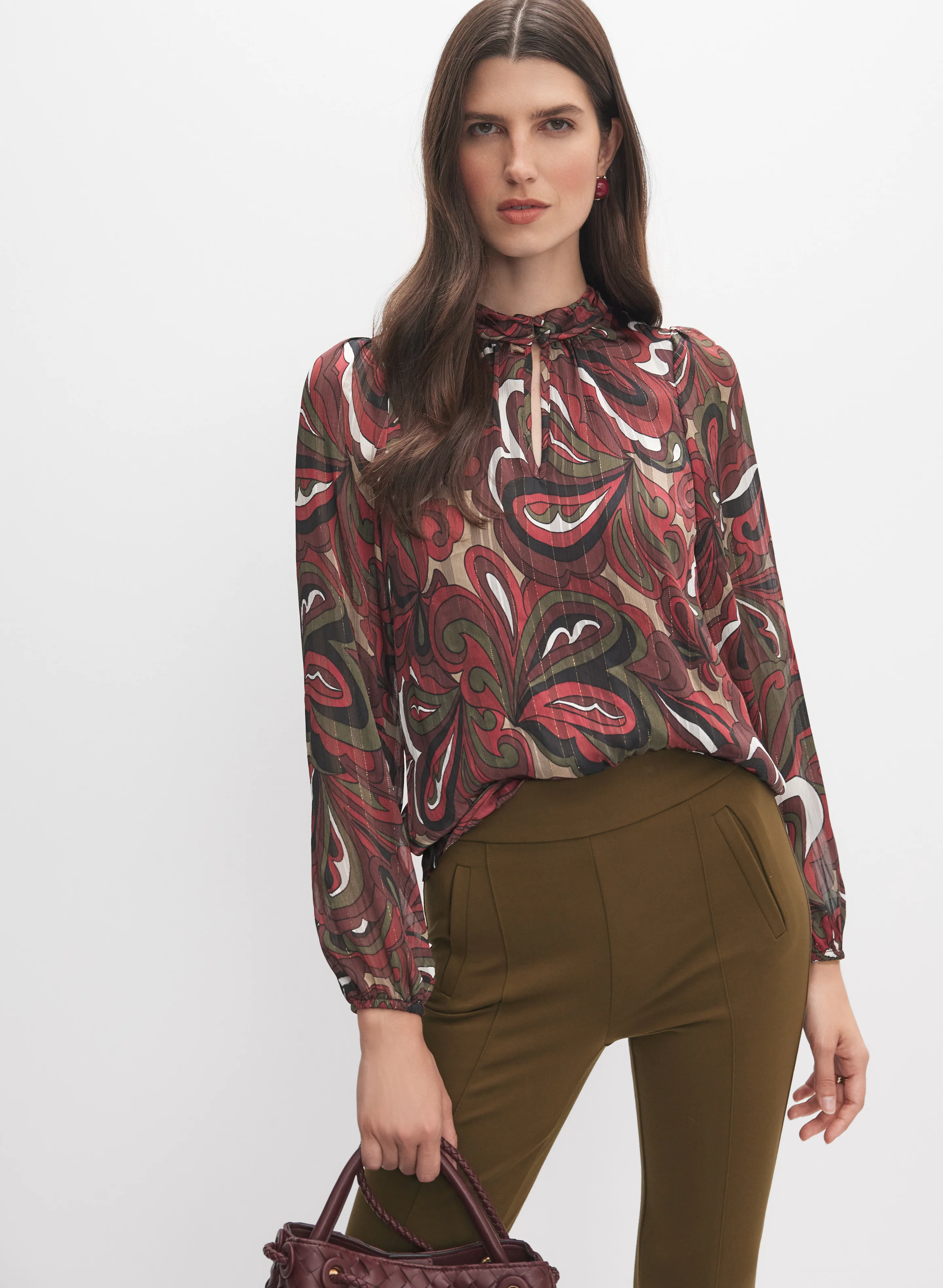 Chiffon Metallic Stripe Blouse