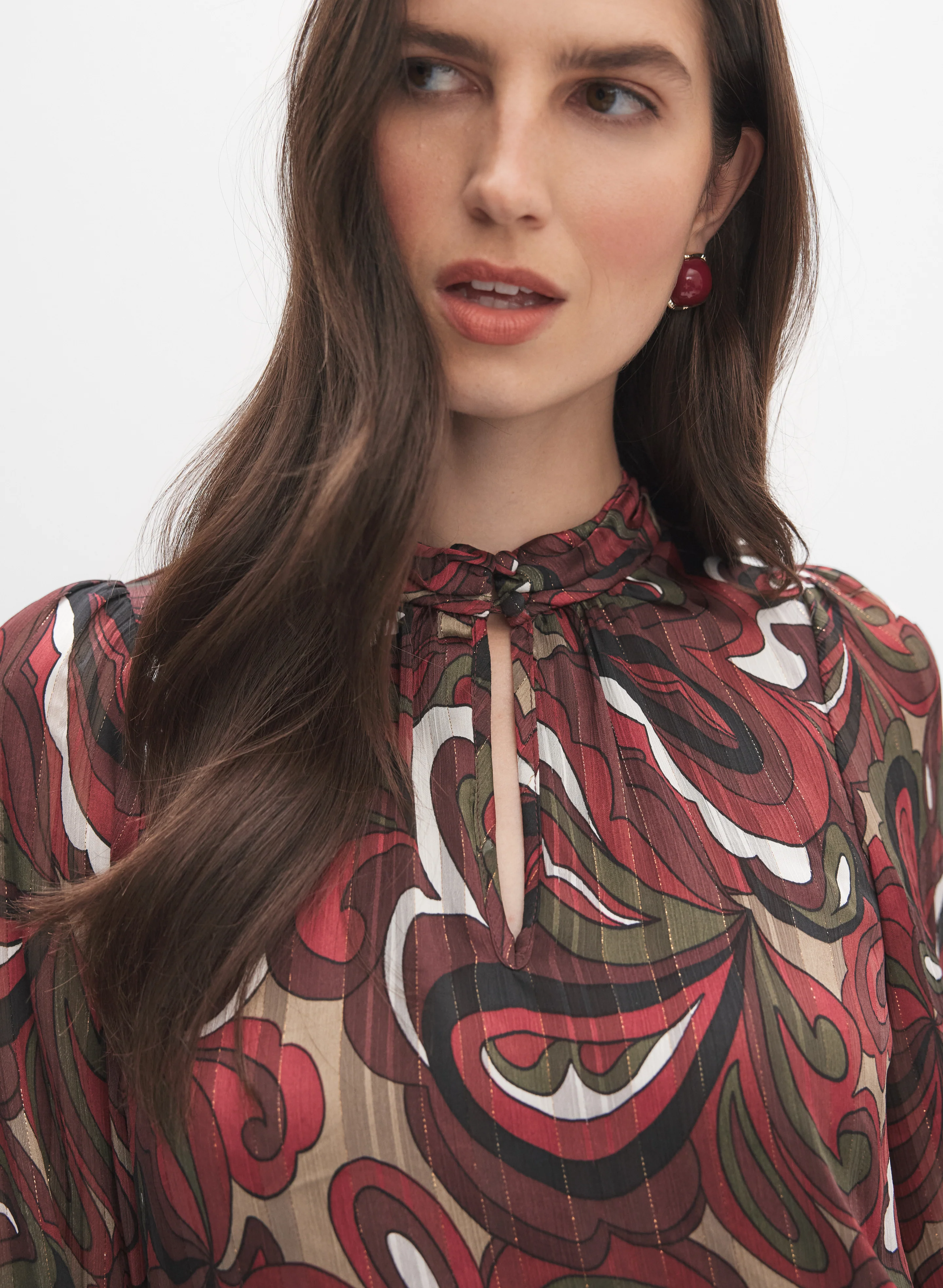 Chiffon Metallic Stripe Blouse
