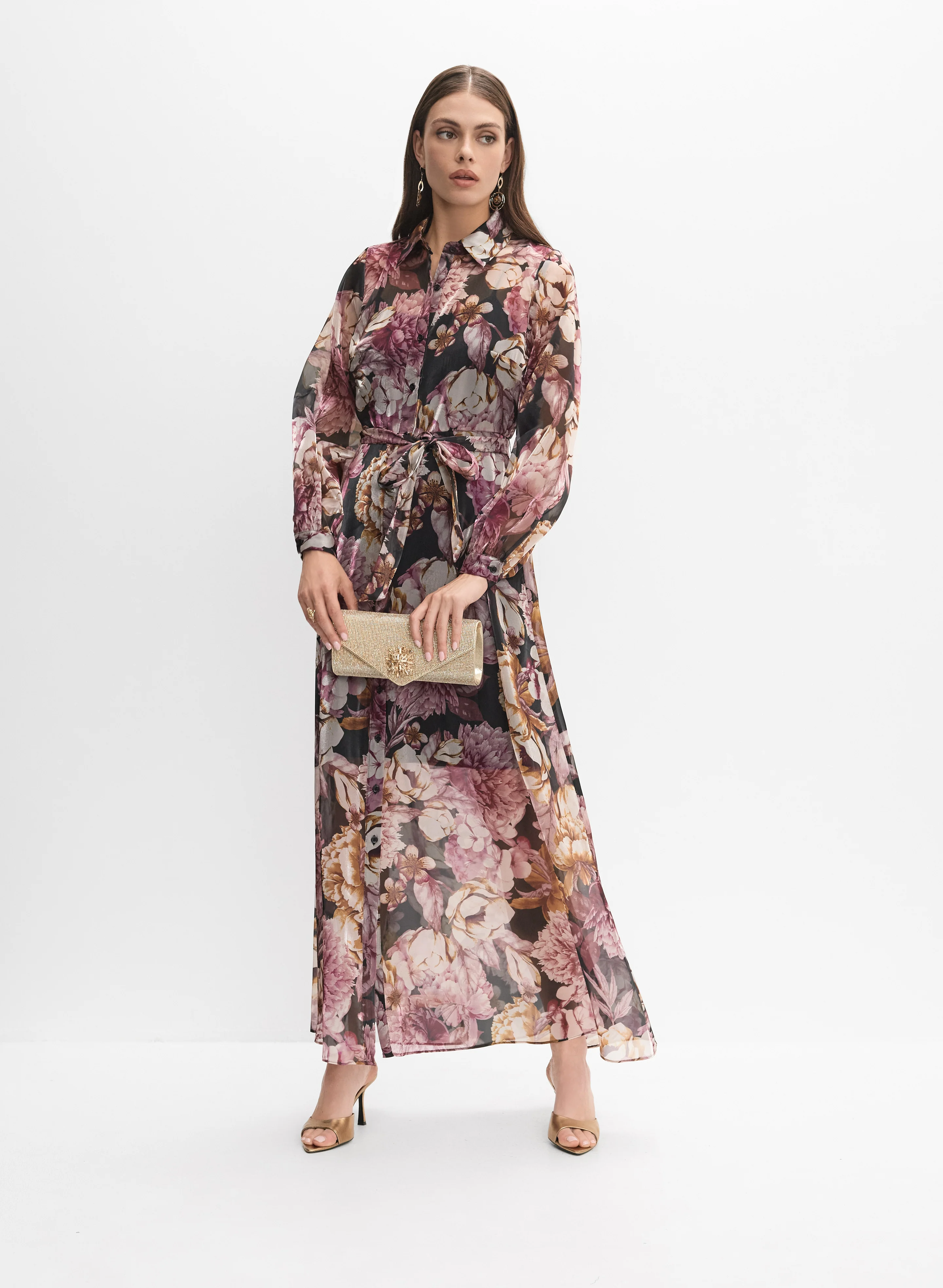 Floral Organza Shirt Dress