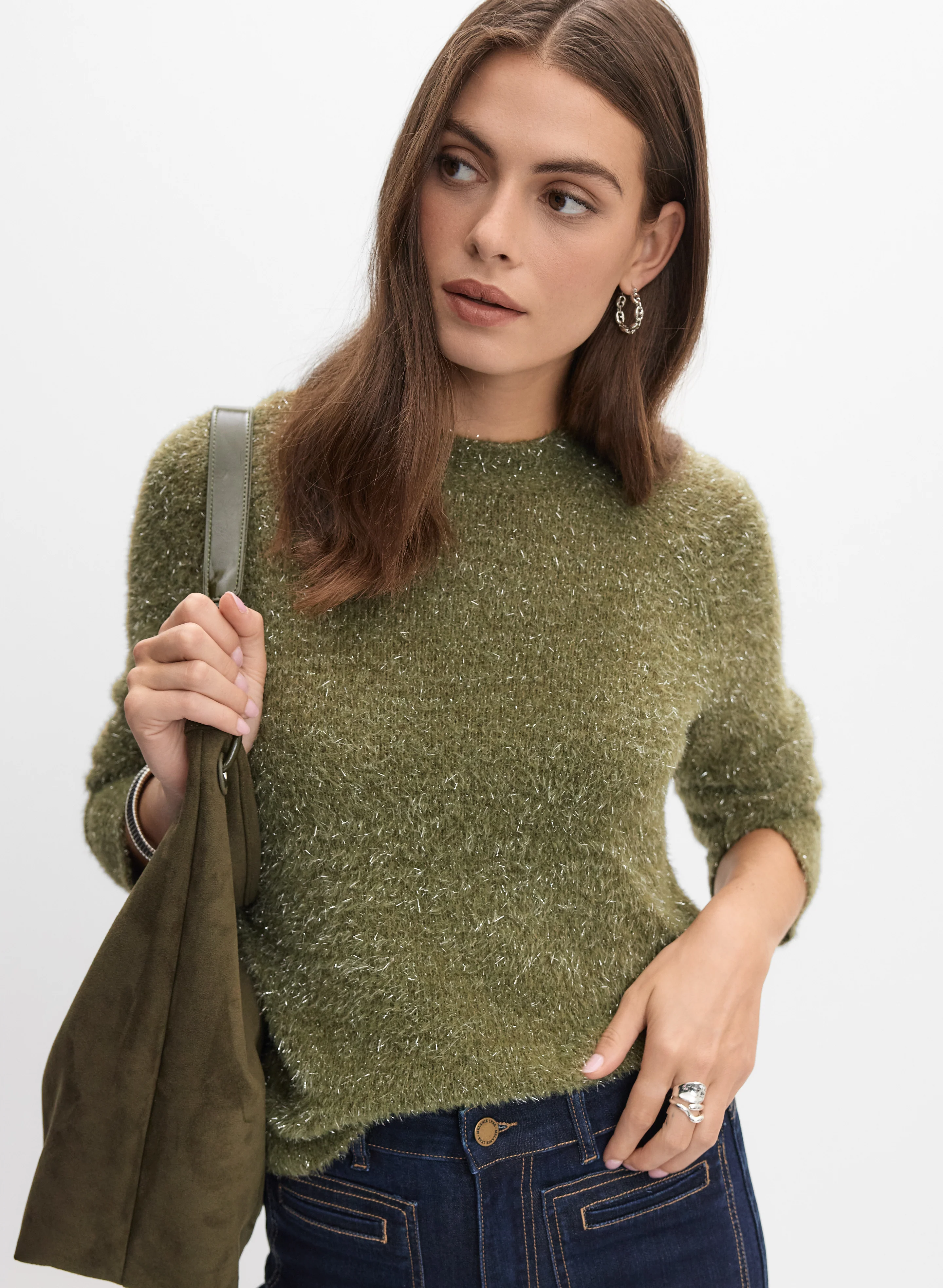 Metallic Fuzzy Knit Sweater