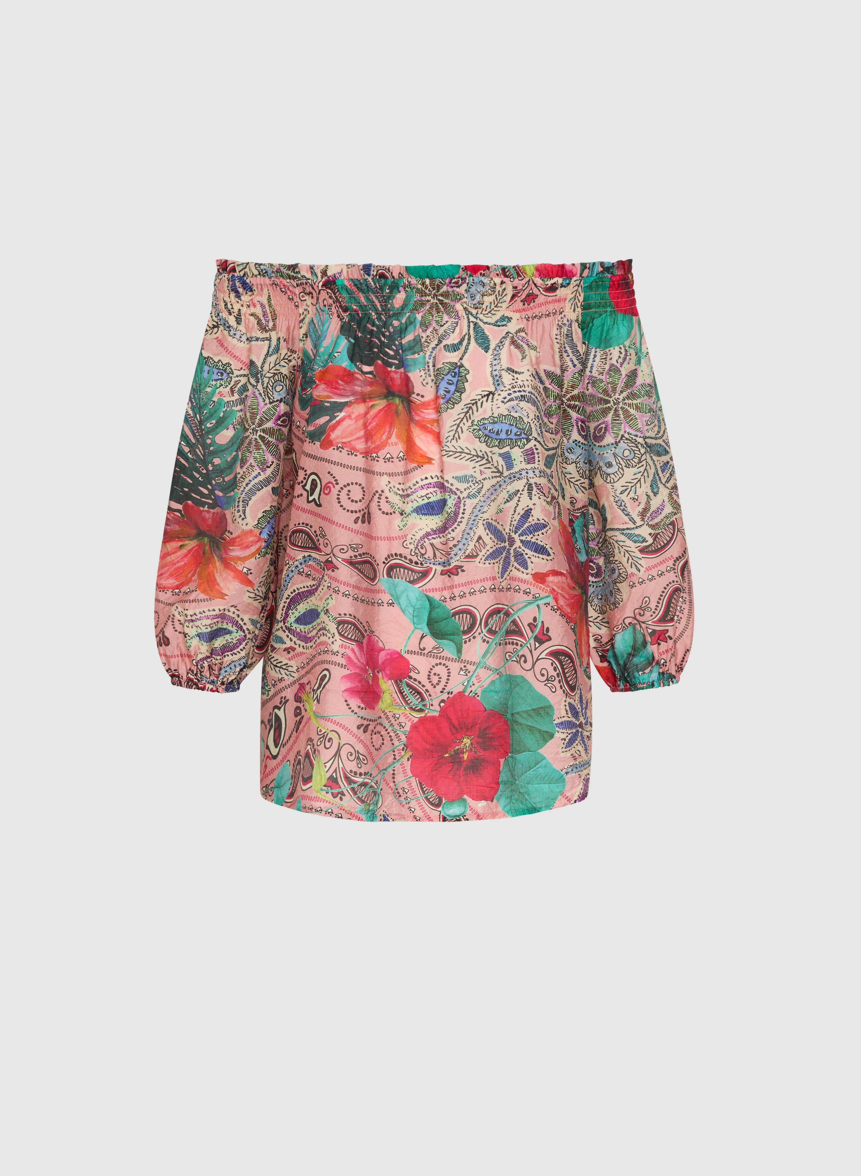 6757-mixed-print-off-shoulder-blouse-6.webp Mixed Print Off-Shoulder Blouse