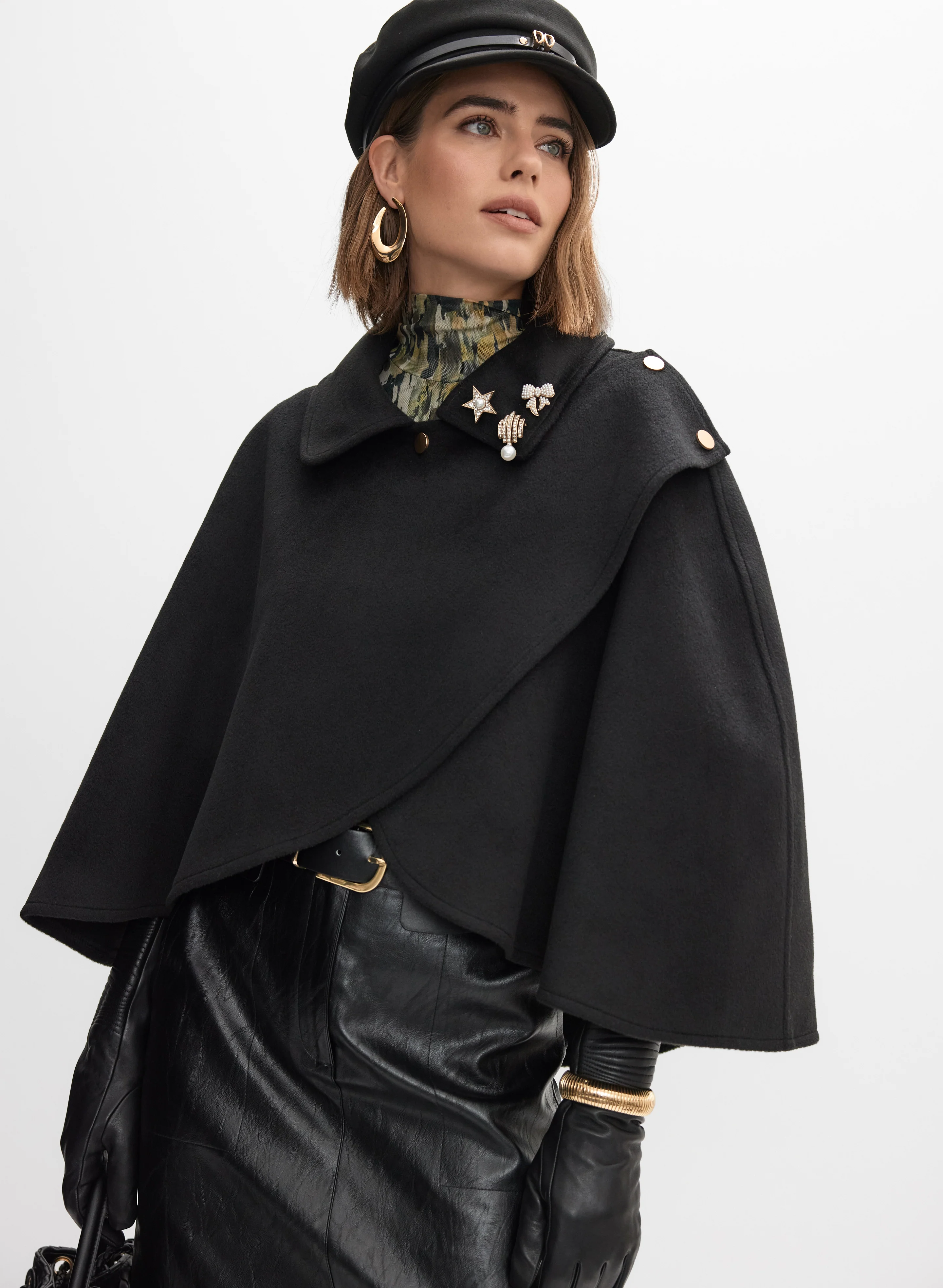 Button Detail Capelet