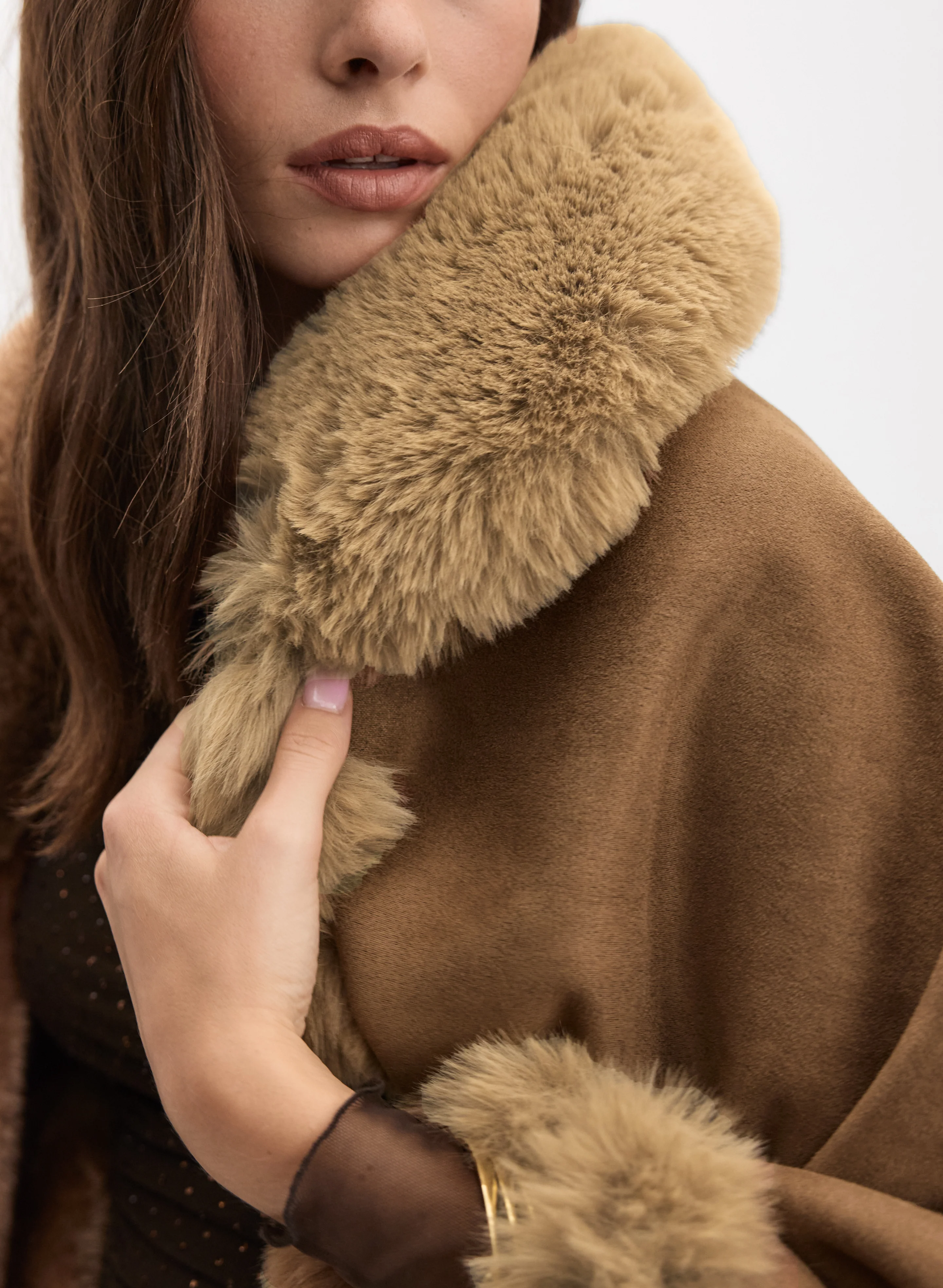 Faux-Suede Poncho