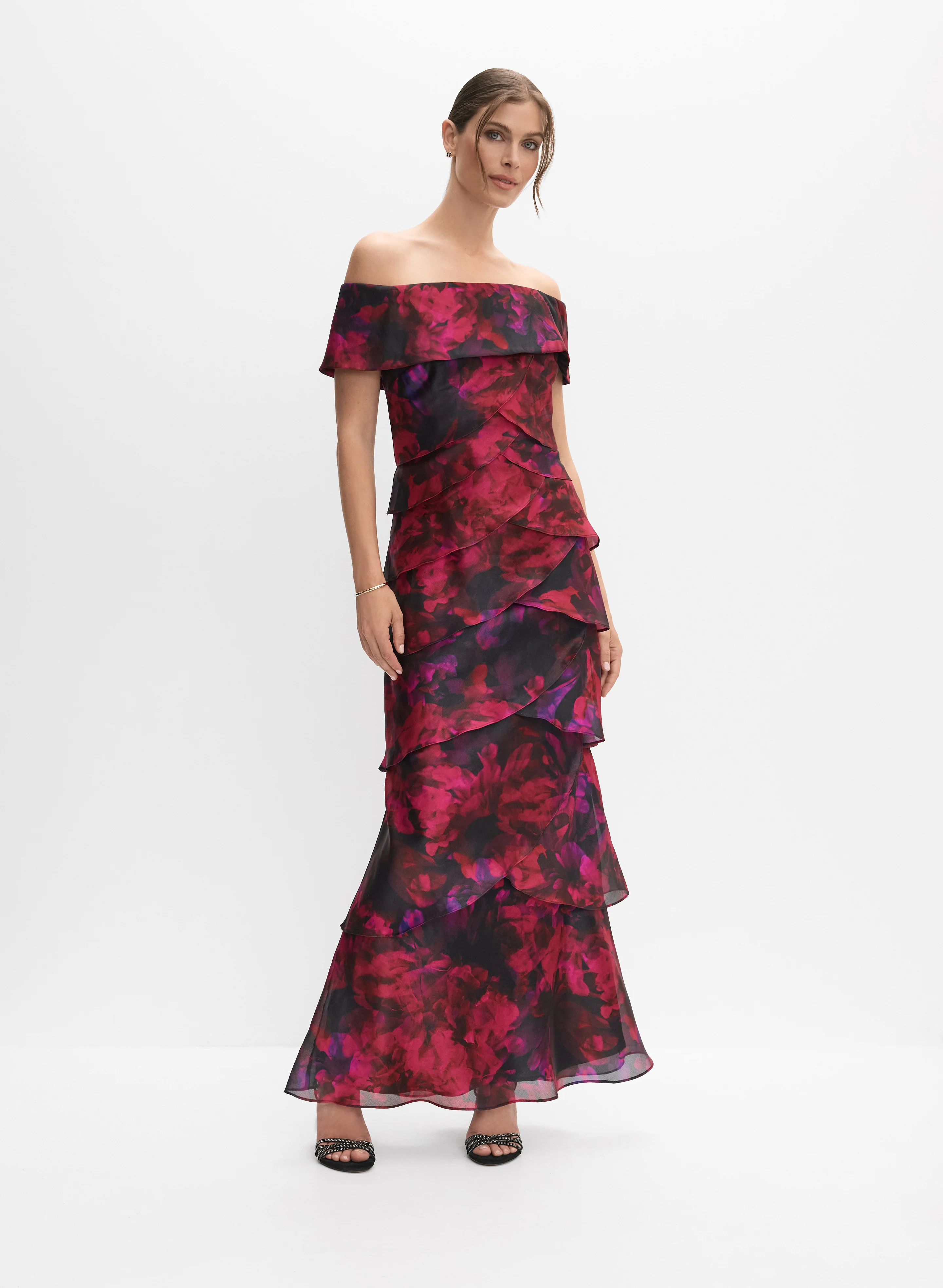 Tiered Off-Shoulder Floral Dress