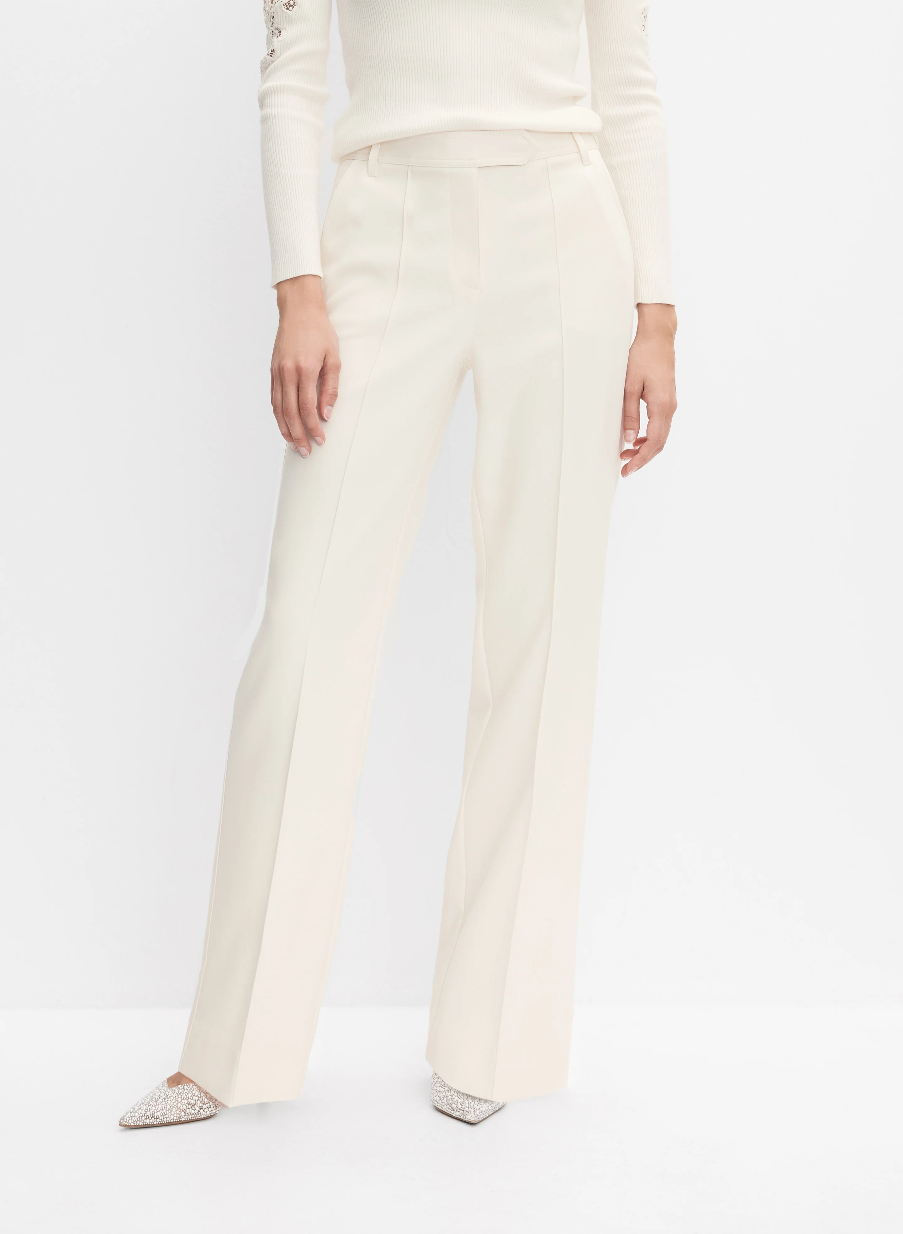 Pinched Seam Wide-Leg Trousers