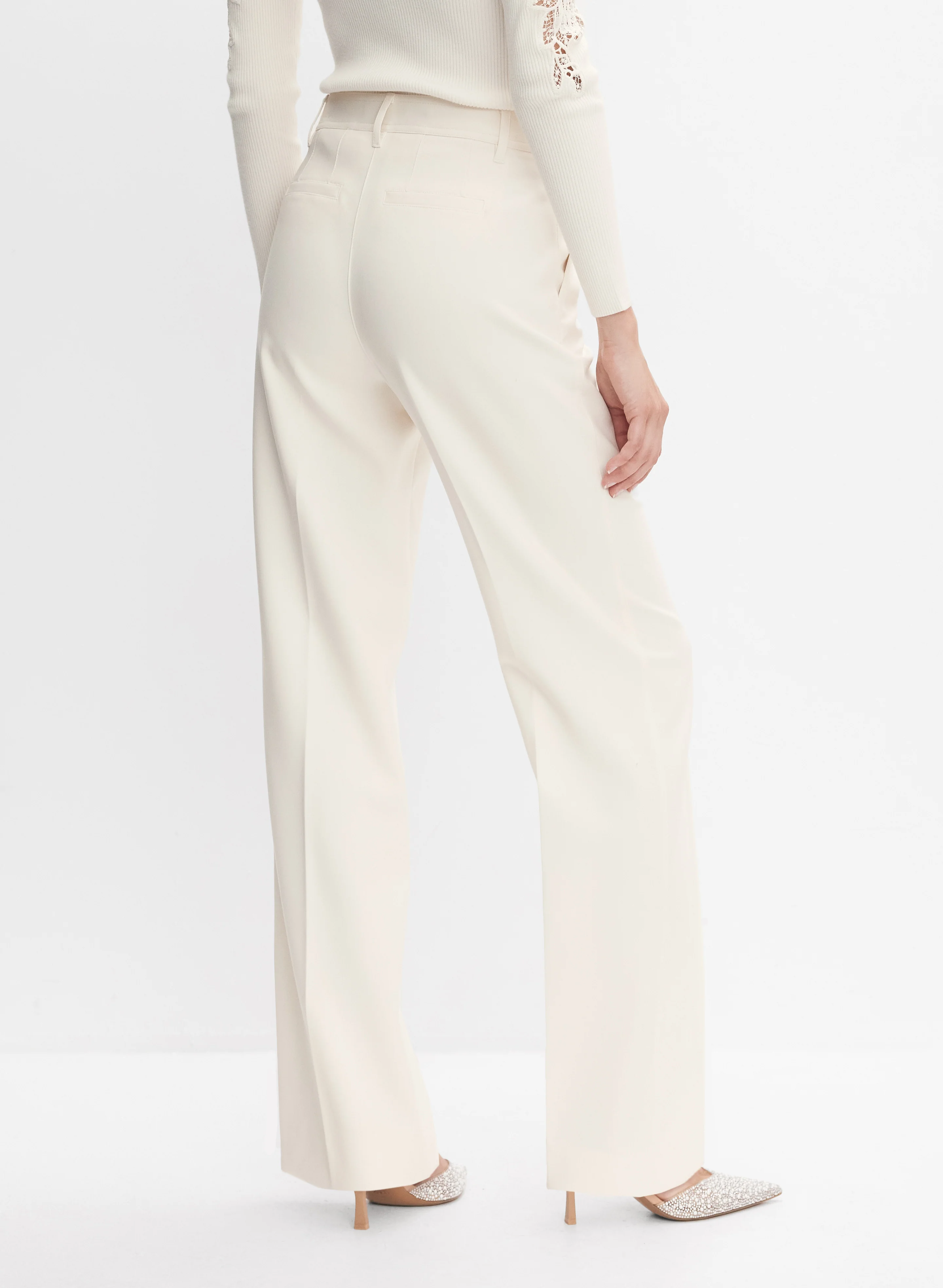 Pinched Seam Wide-Leg Trousers