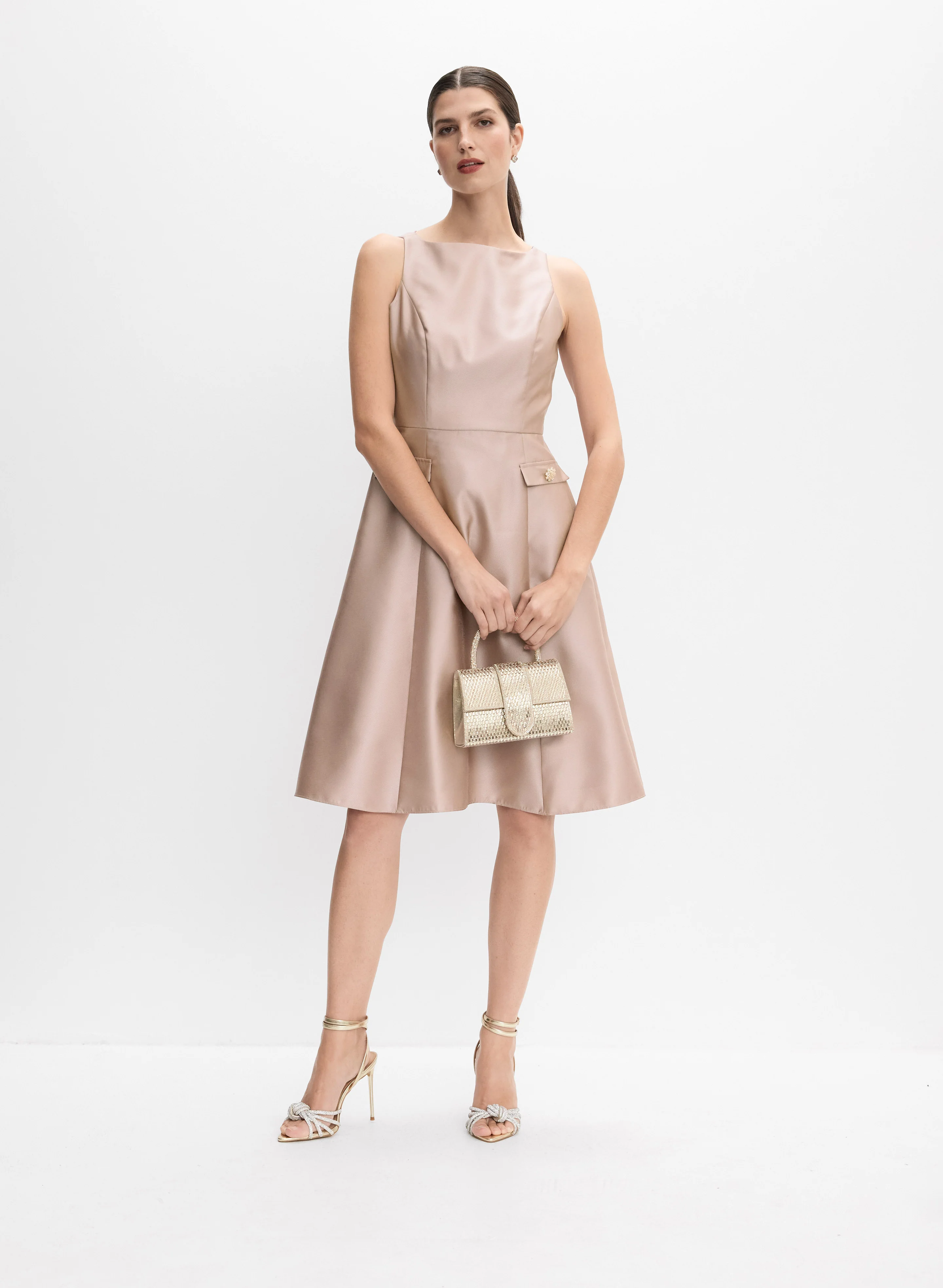 Adrianna Papell - Jeweled Button Detail Dress