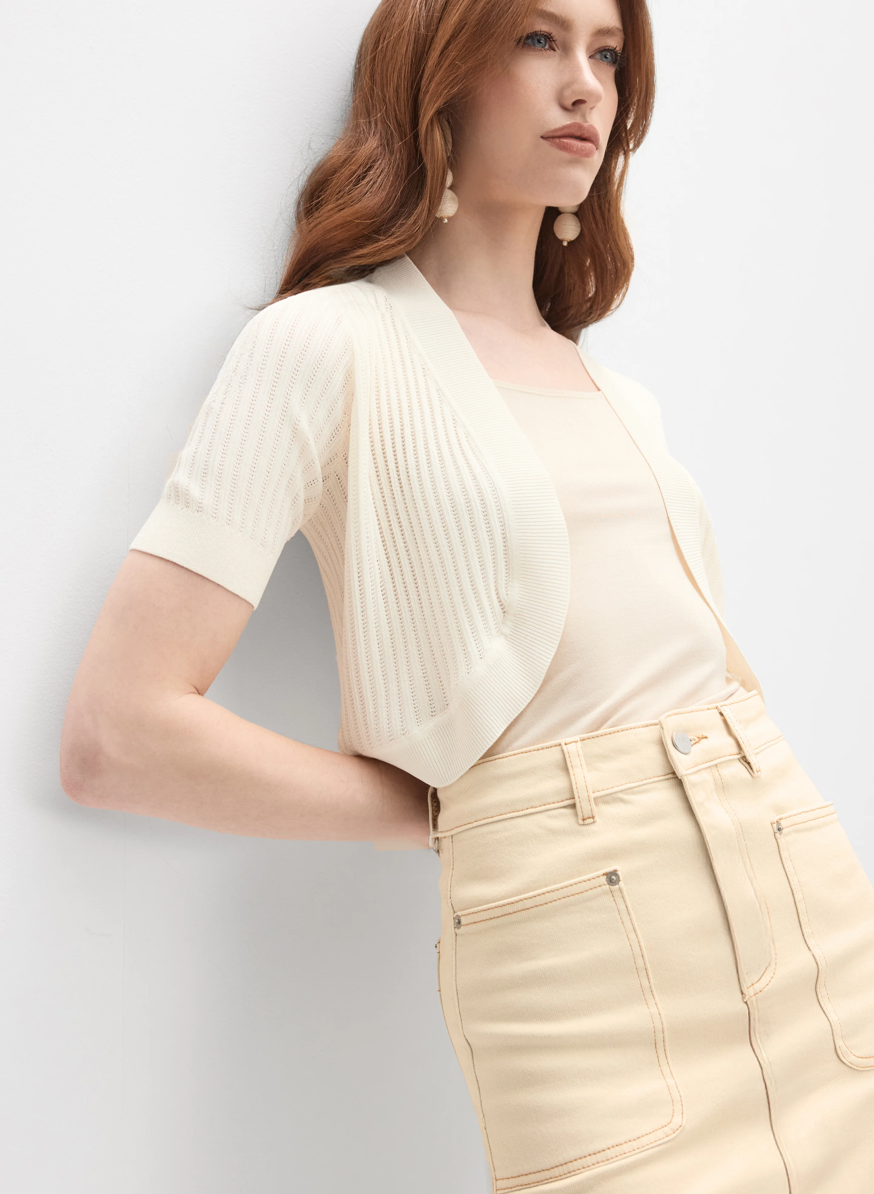 Pointelle Knit Bolero