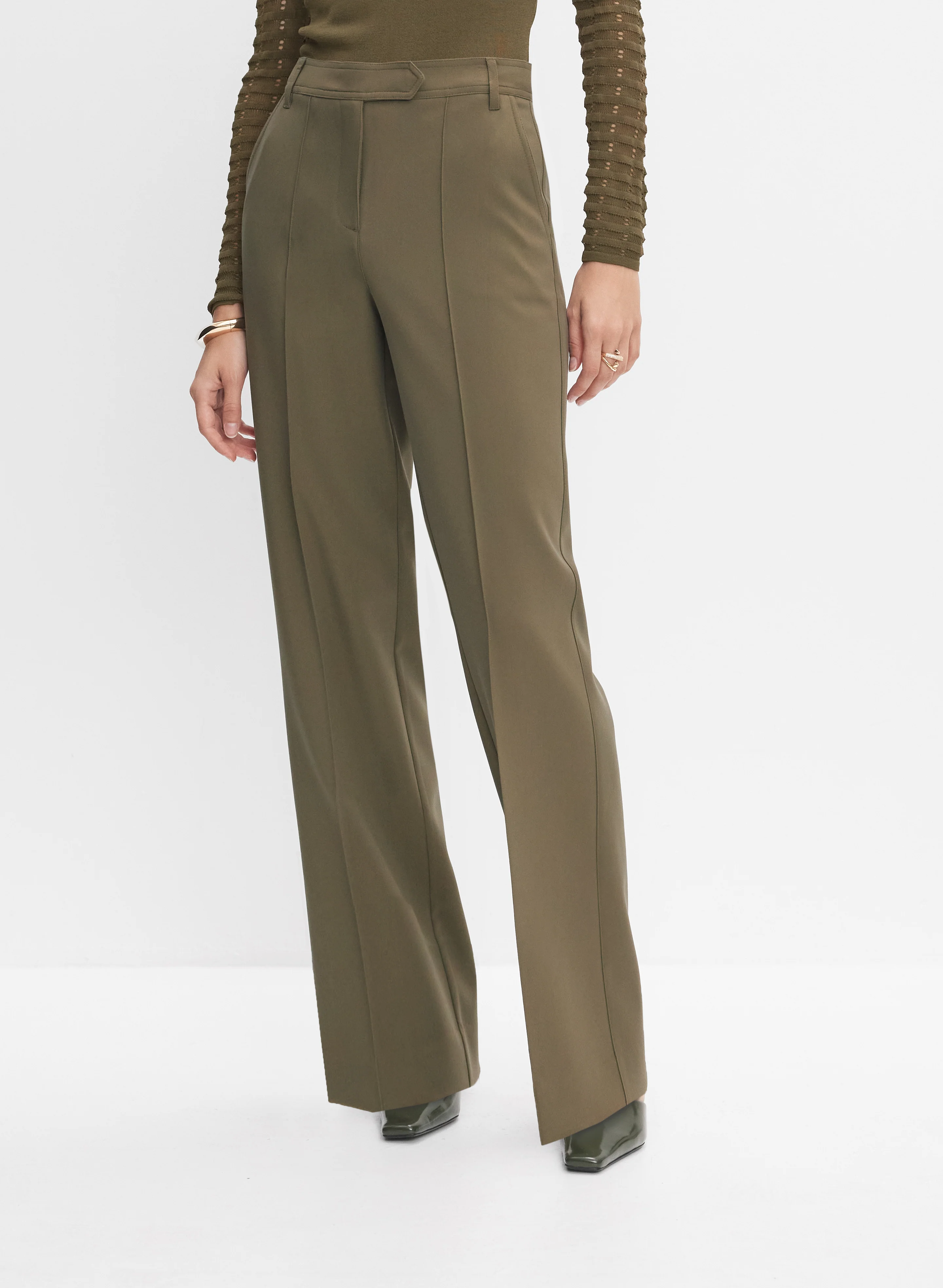 Pinched Seam Wide-Leg Trousers