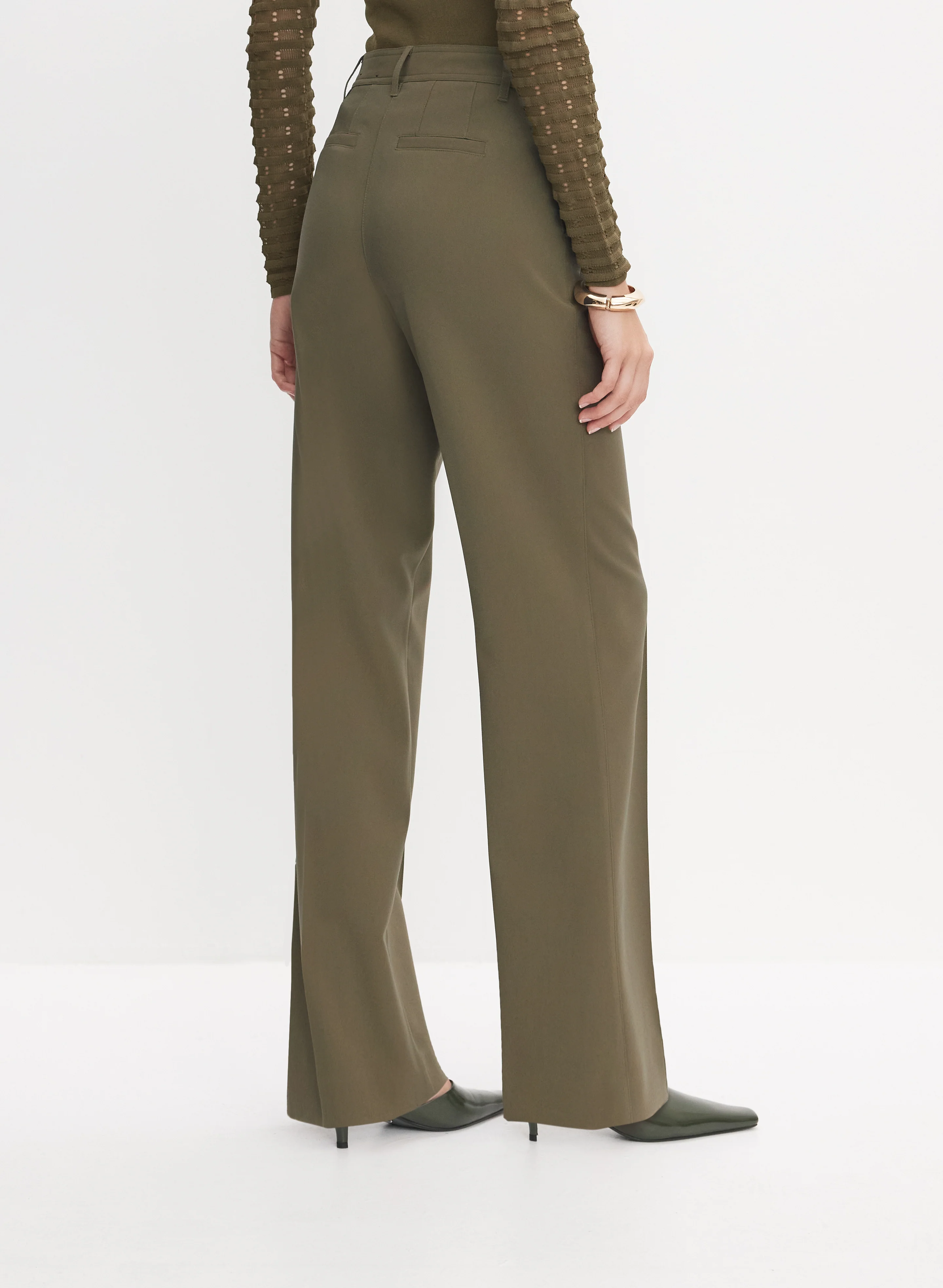 Pinched Seam Wide-Leg Trousers