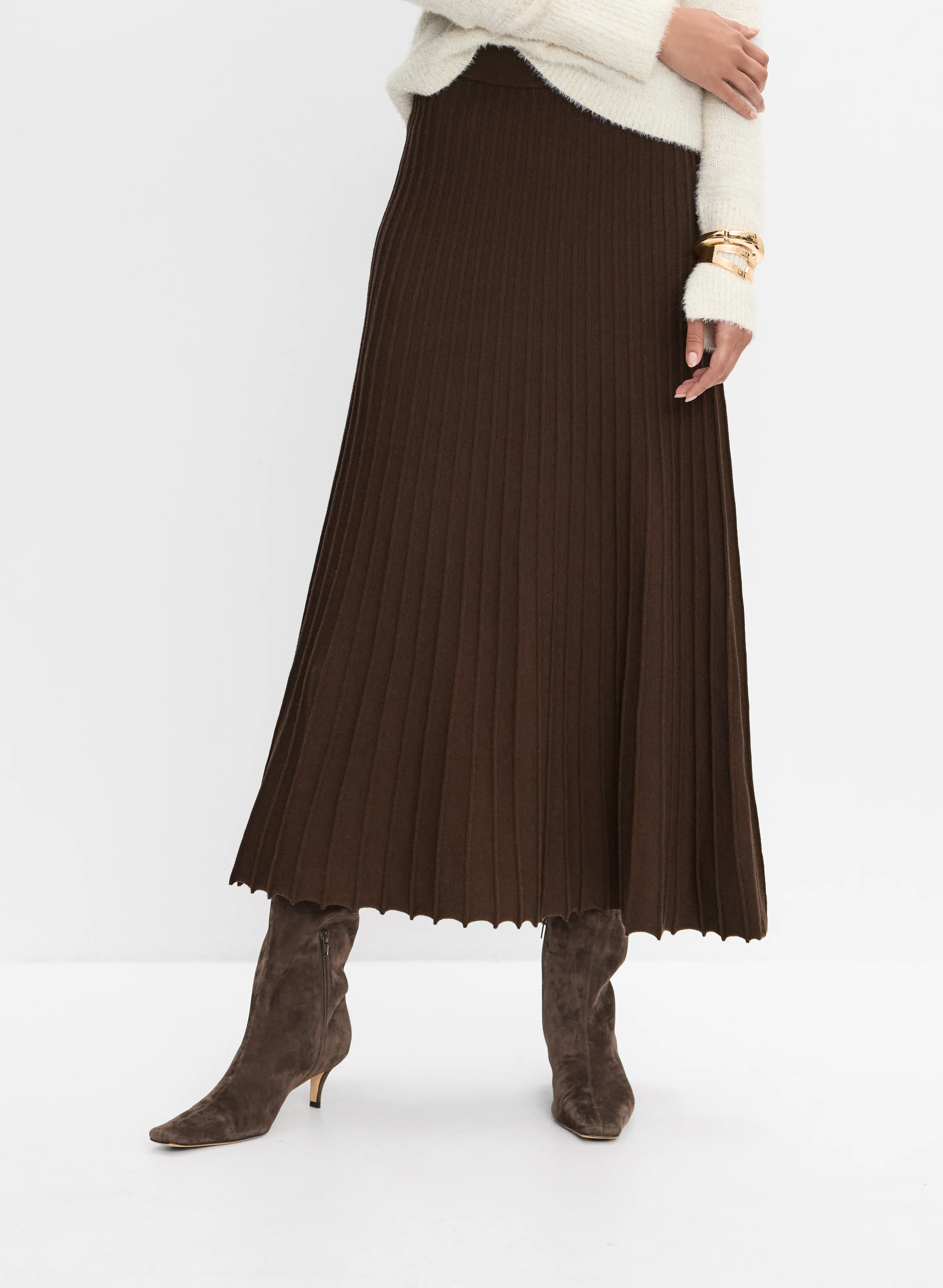 Ribbed Knit A-Line Skirt