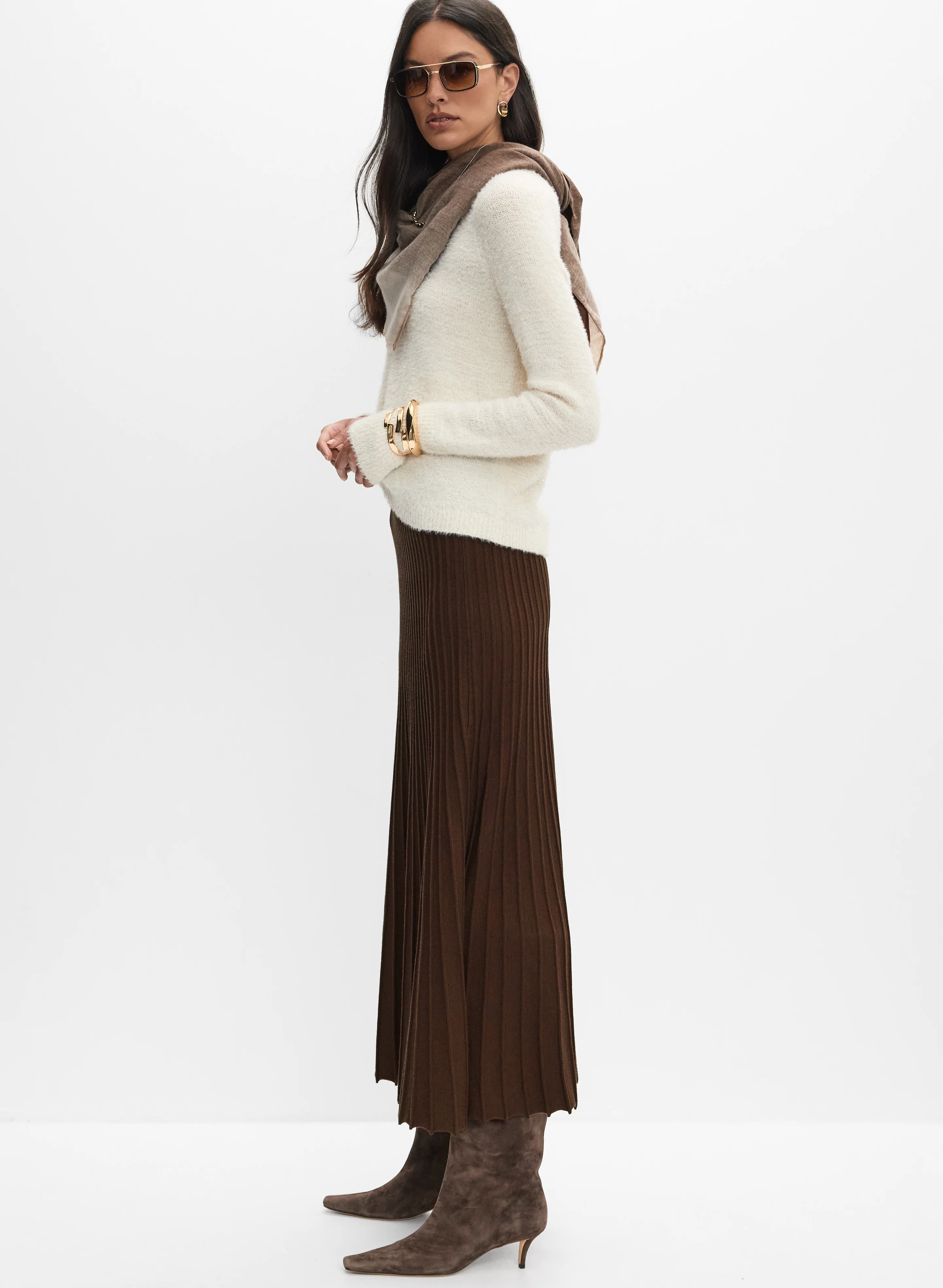 Ribbed Knit A-Line Skirt