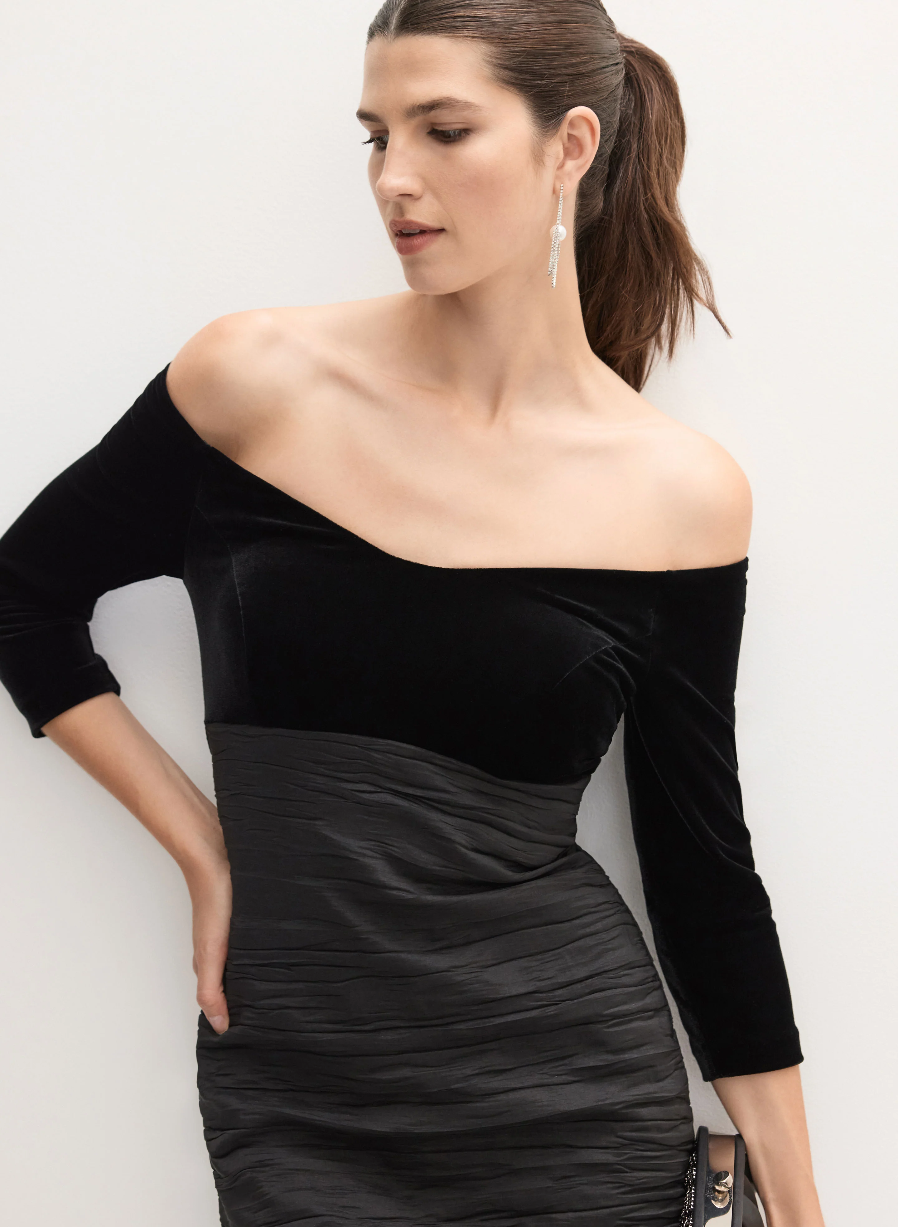 Alex Evenings - Mixed Bardot Midi Dress
