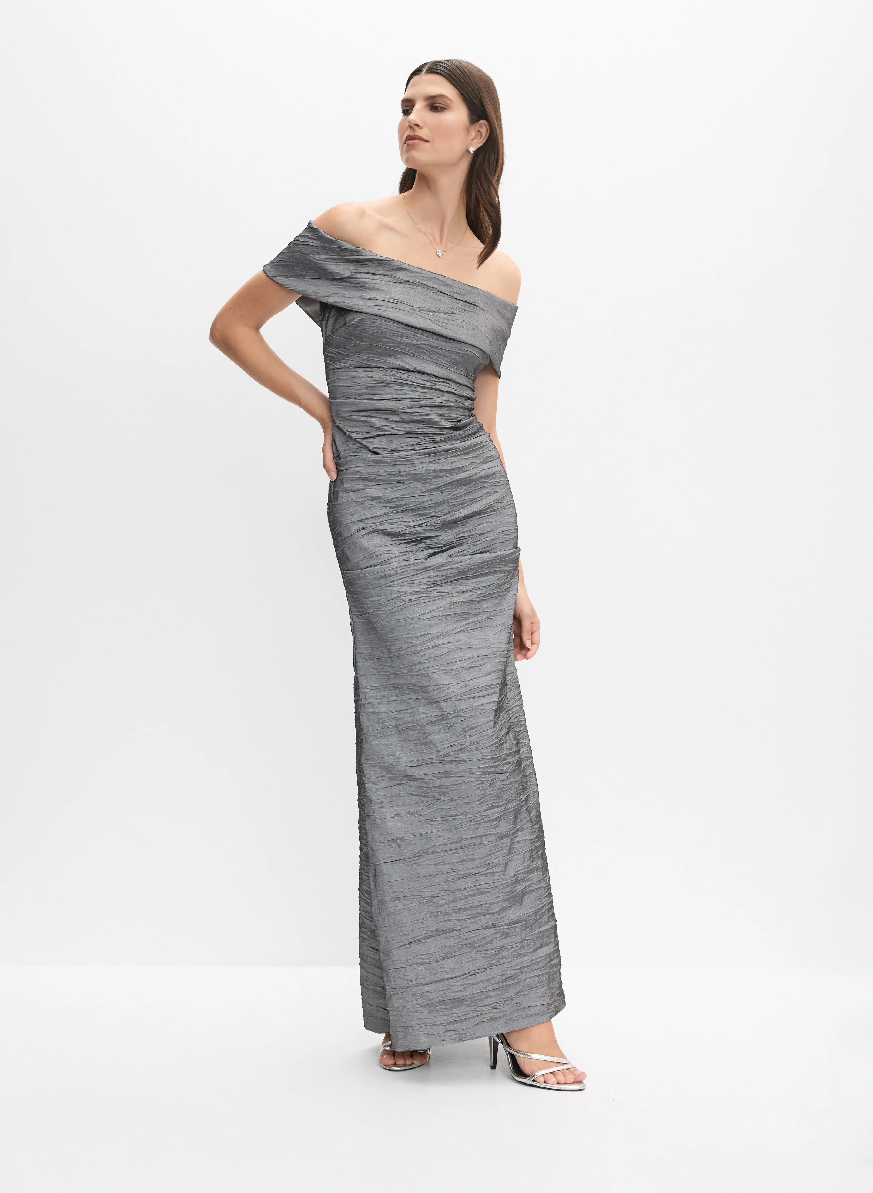 Metallic Stretch Taffeta Dress