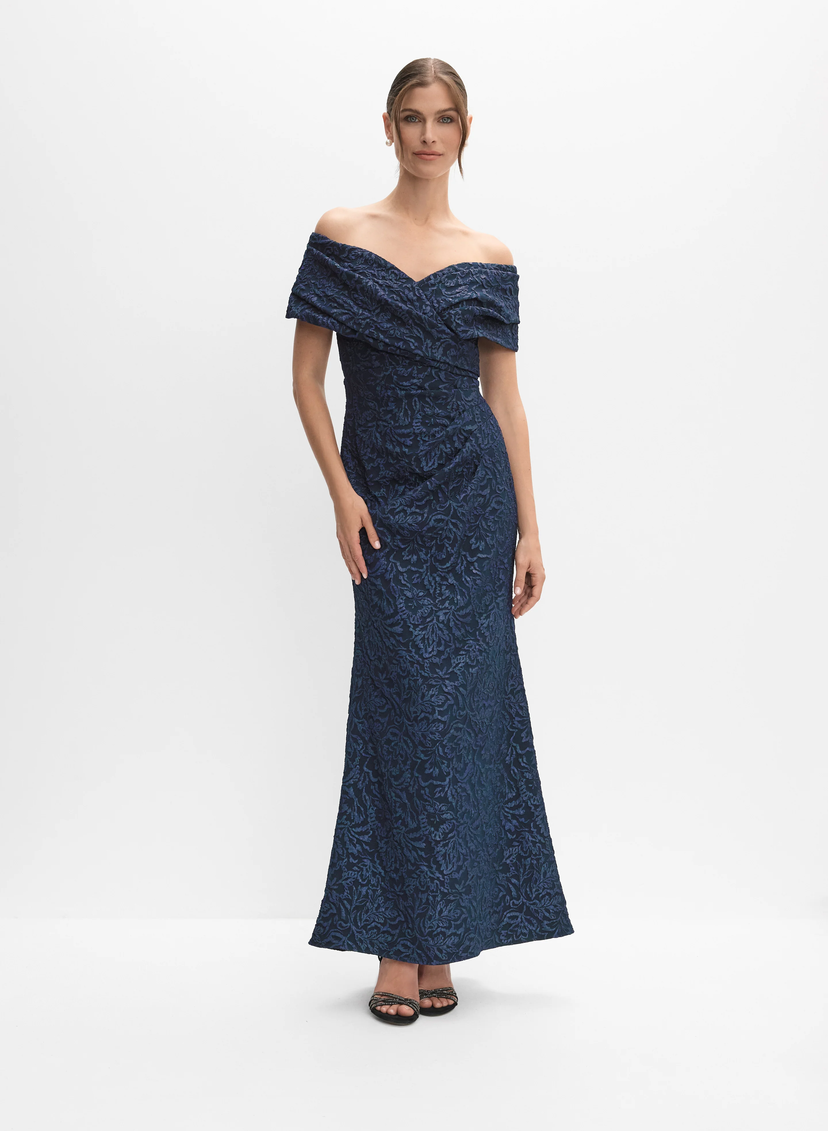 Off-The-Shoulder Jacquard Dress