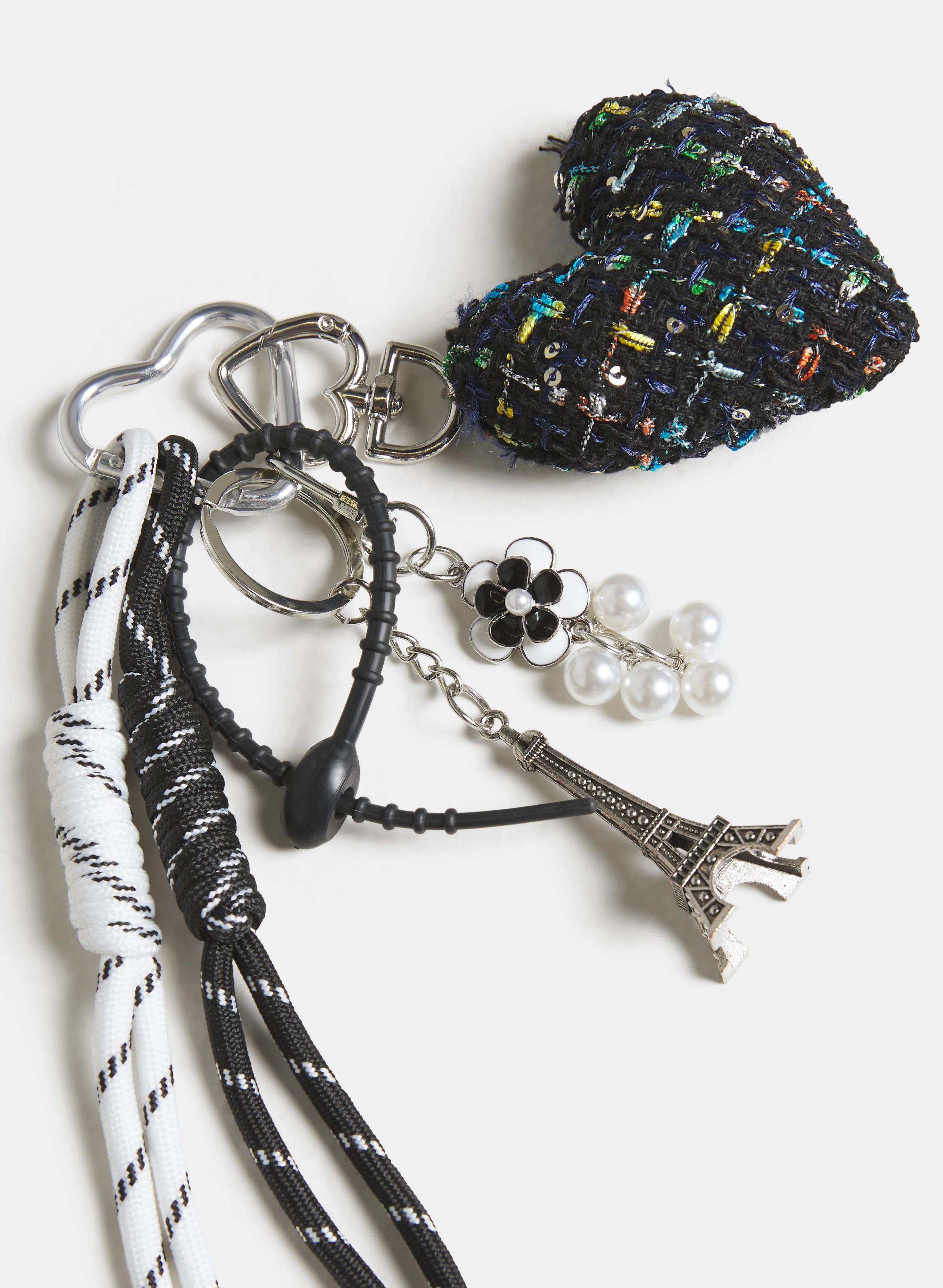 Tweed Heart Bag Charm